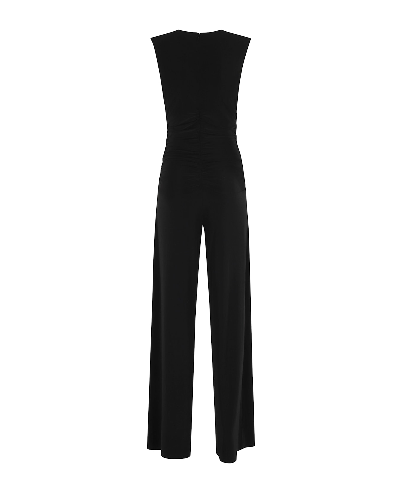 Norma Kamali Sleeveless V Neck Waist Jumpsuit - Black 