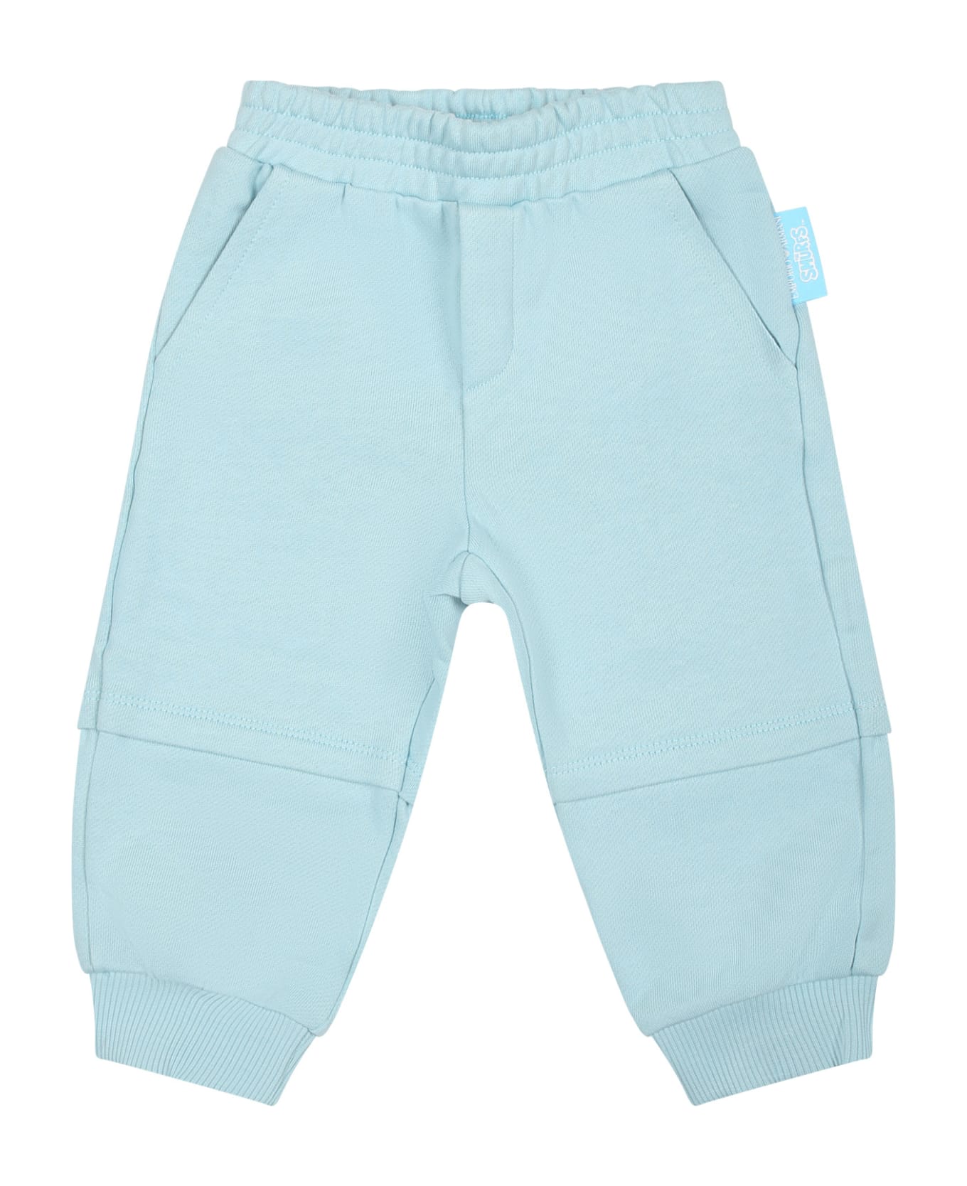 Emporio Armani Light Blue Trousers For Baby Boy With Smurf - Light Blue ボトムス