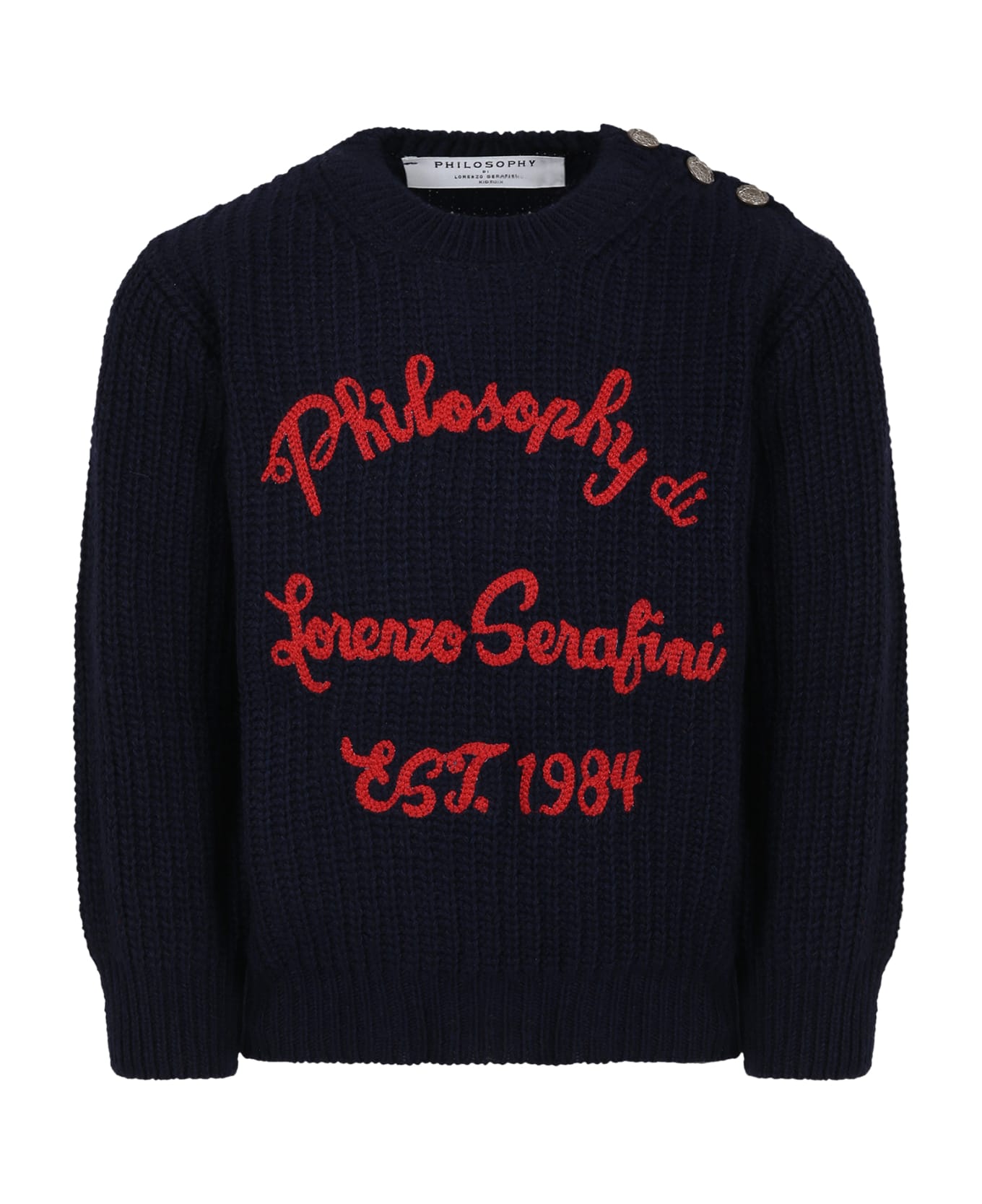 Philosophy di Lorenzo Serafini Kids Blue Sweater For Girl With Logo - Blue
