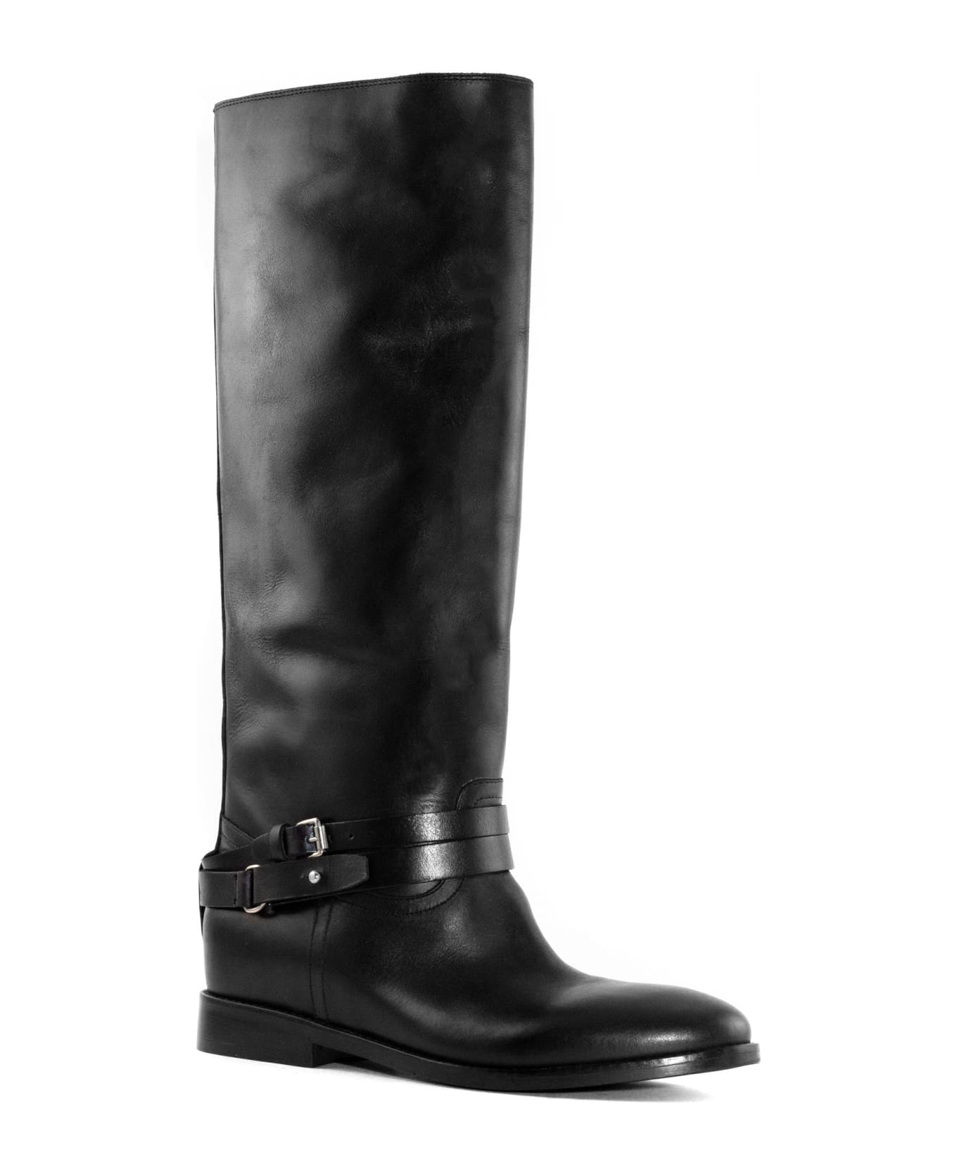 Strategia Black Leather High Boot - Black