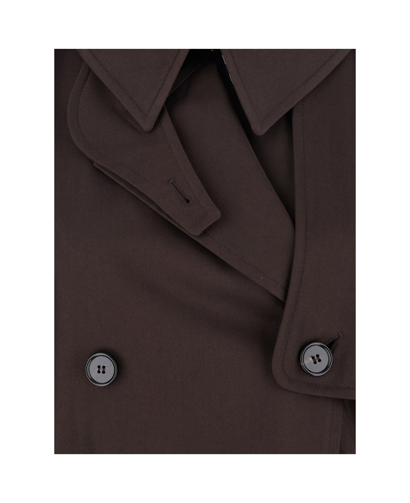 Burberry Brown Double-breasted Cropped Trench Coat With Waist Belt In Cotton Woman - Brown