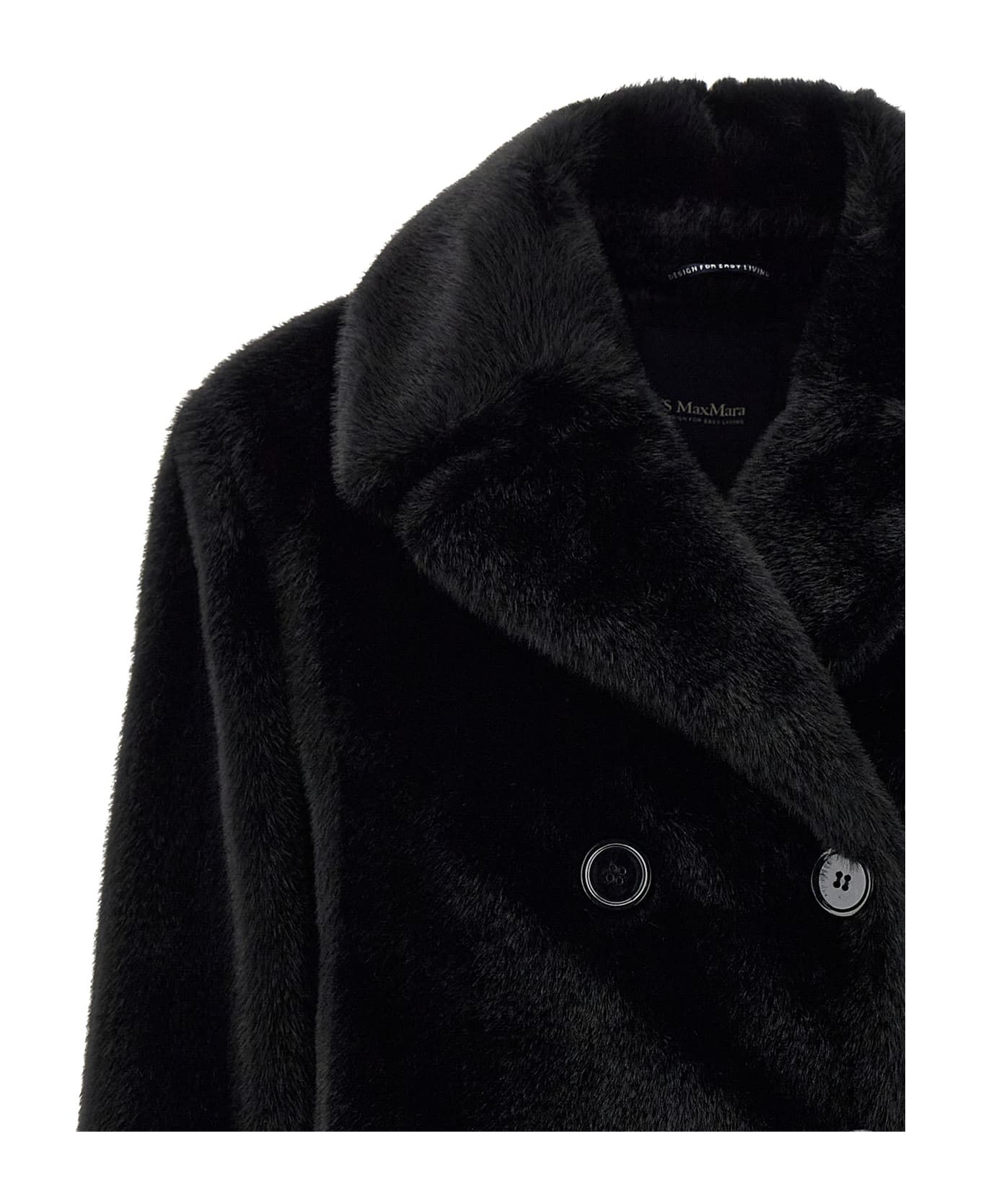 'S Max Mara 'laura' Faux Fur Coat - Black  