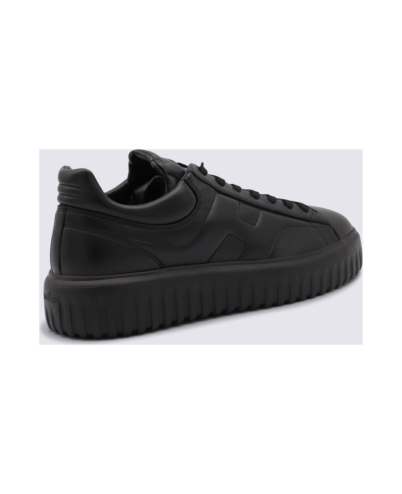 Hogan Black Leather Sneakers - Black