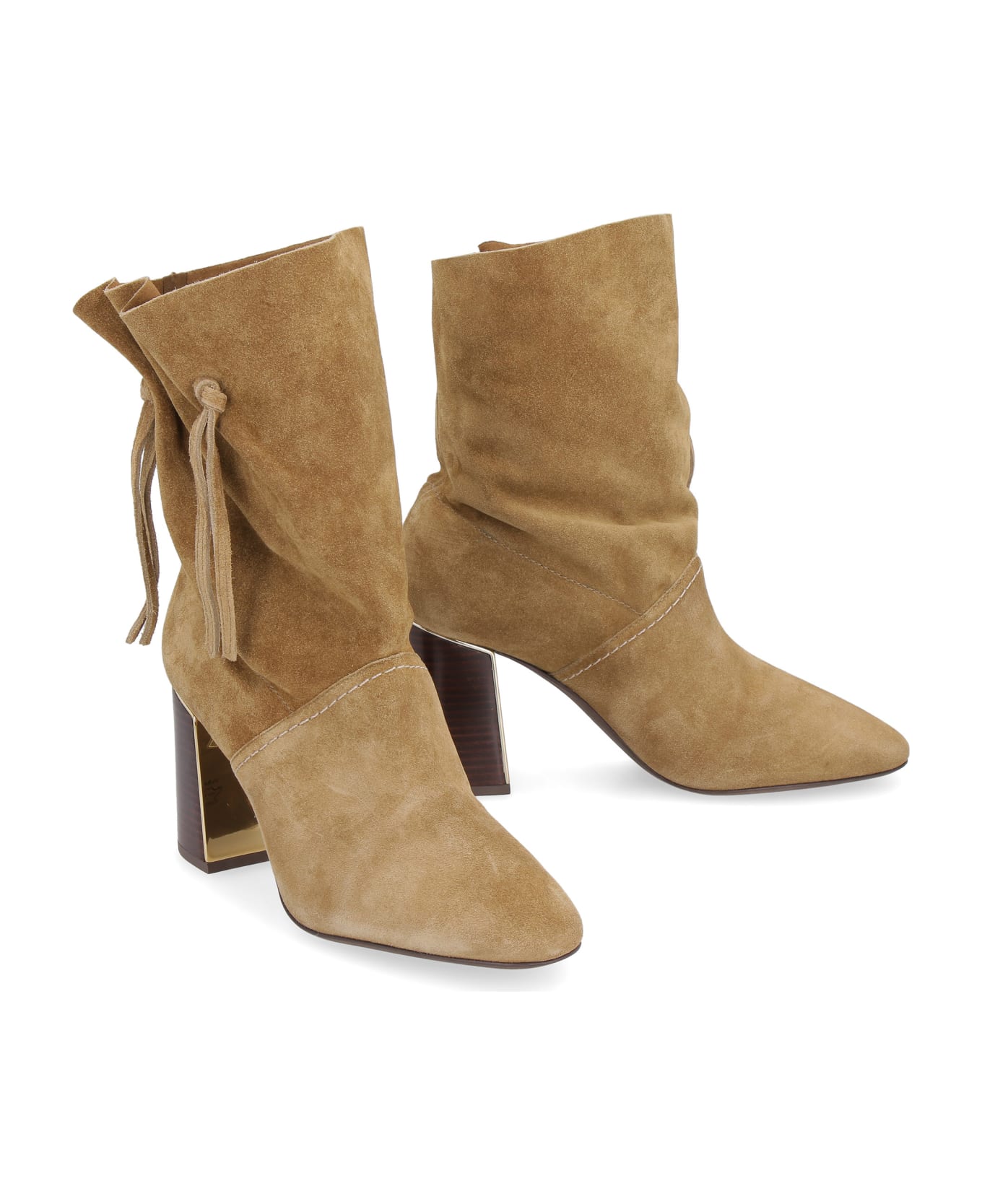 Tory Burch Gigi Suede Ankle Boots - Beige