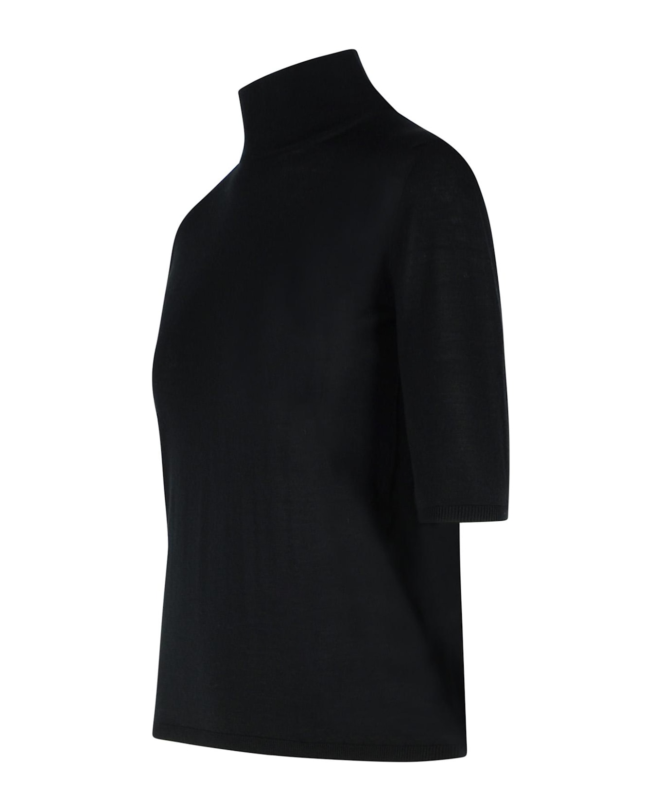Max Mara 'cecina' Beige Virgin Wool Turtleneck Sweater - Black