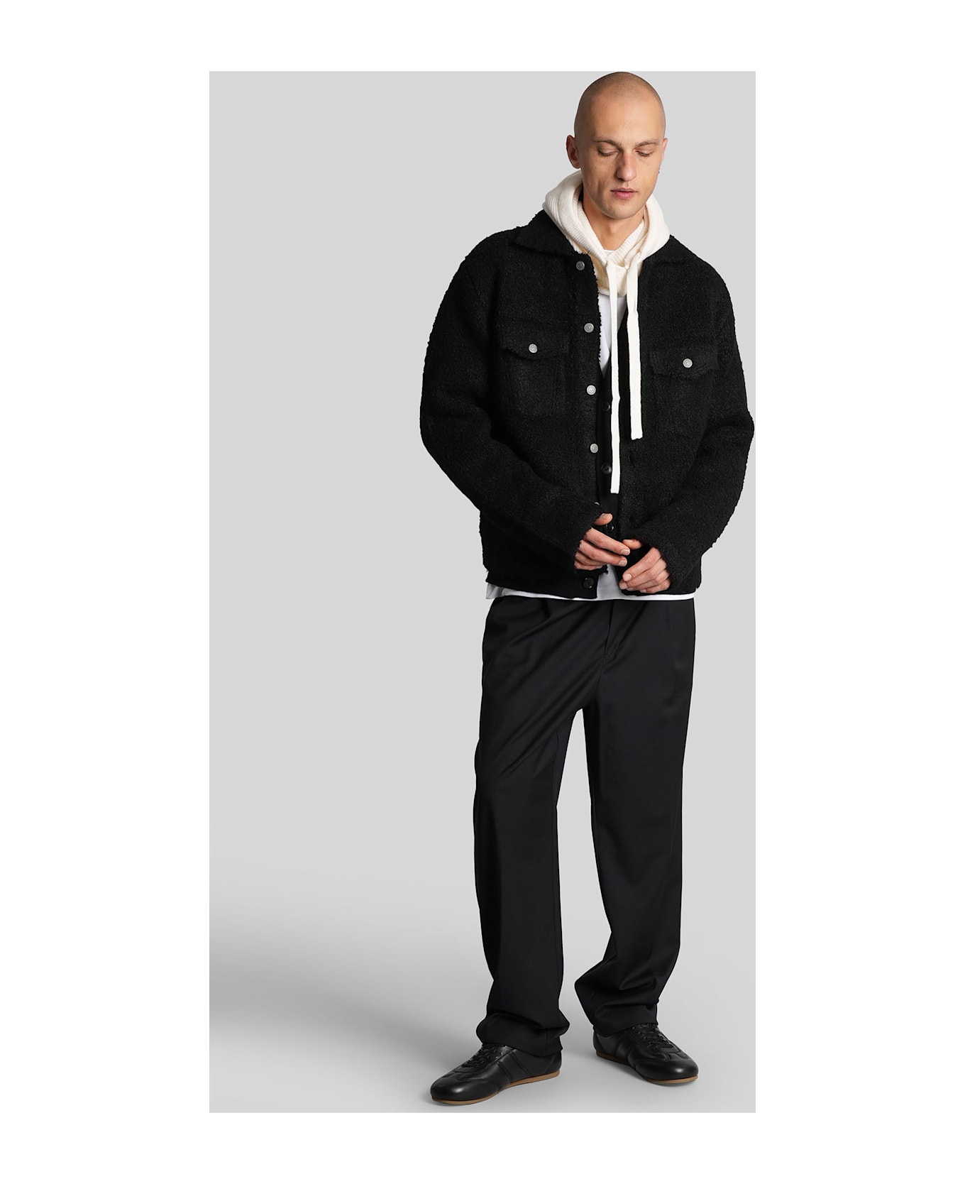 Laneus Casual Jacket In Black Acrylic - black