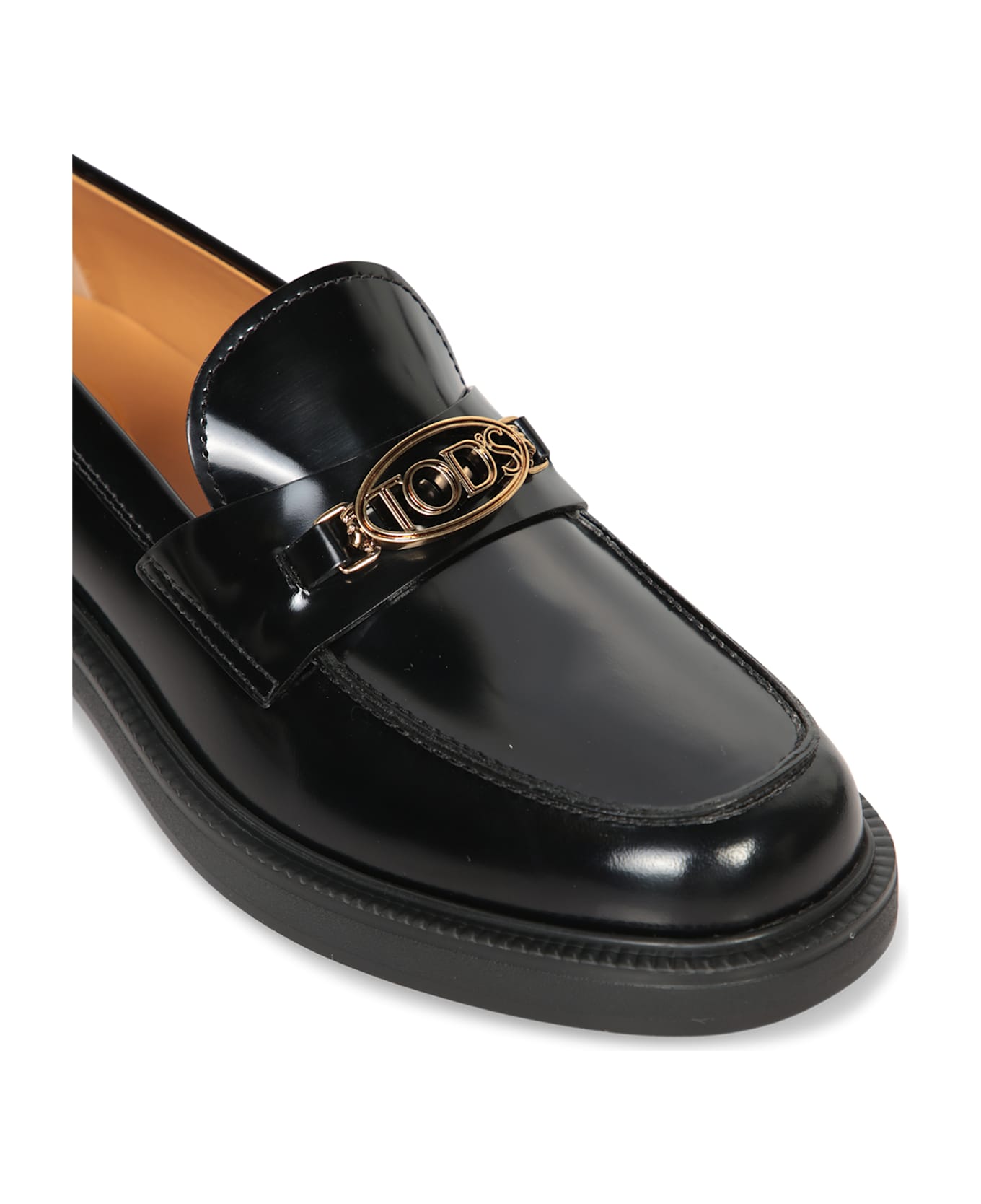 Tod's Black Oval Logo Loafers - Black フラットシューズ