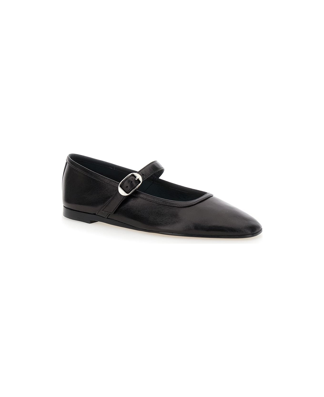 Le Monde Beryl Black Mary Jane Ballet Shoes With Strap And Buckle In Leather Woman - Black