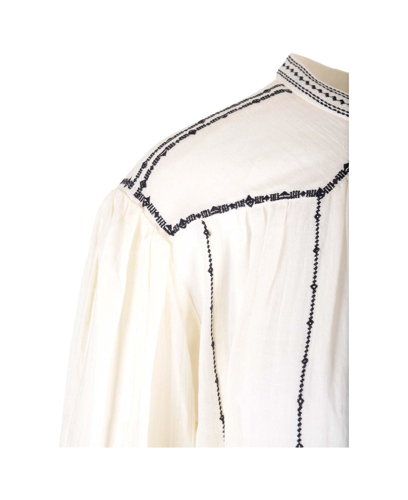 Marant Étoile Embroidered Long-sleeved Dress - NEUTRALS/BLACK