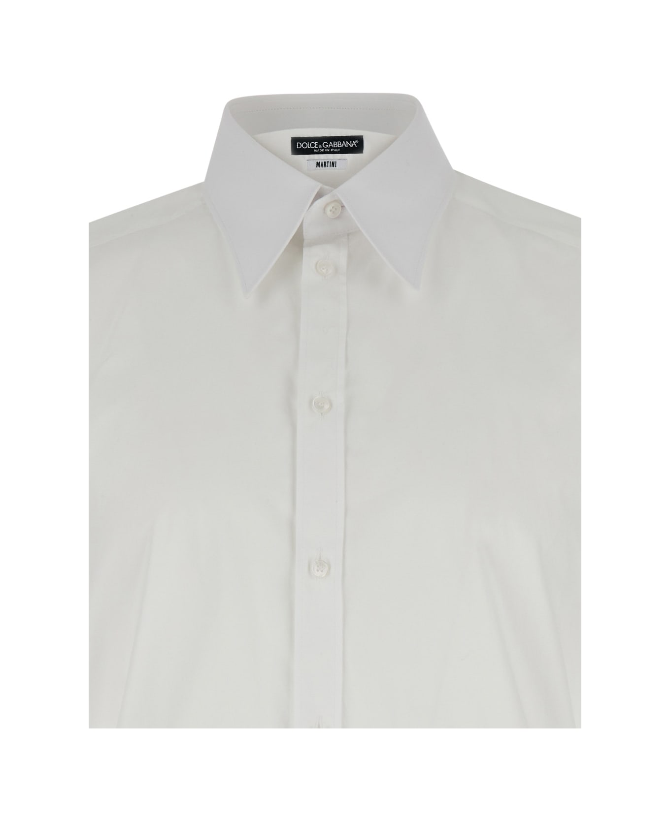 Dolce & Gabbana White Pointed Collar Shirt In Cotton Man - White