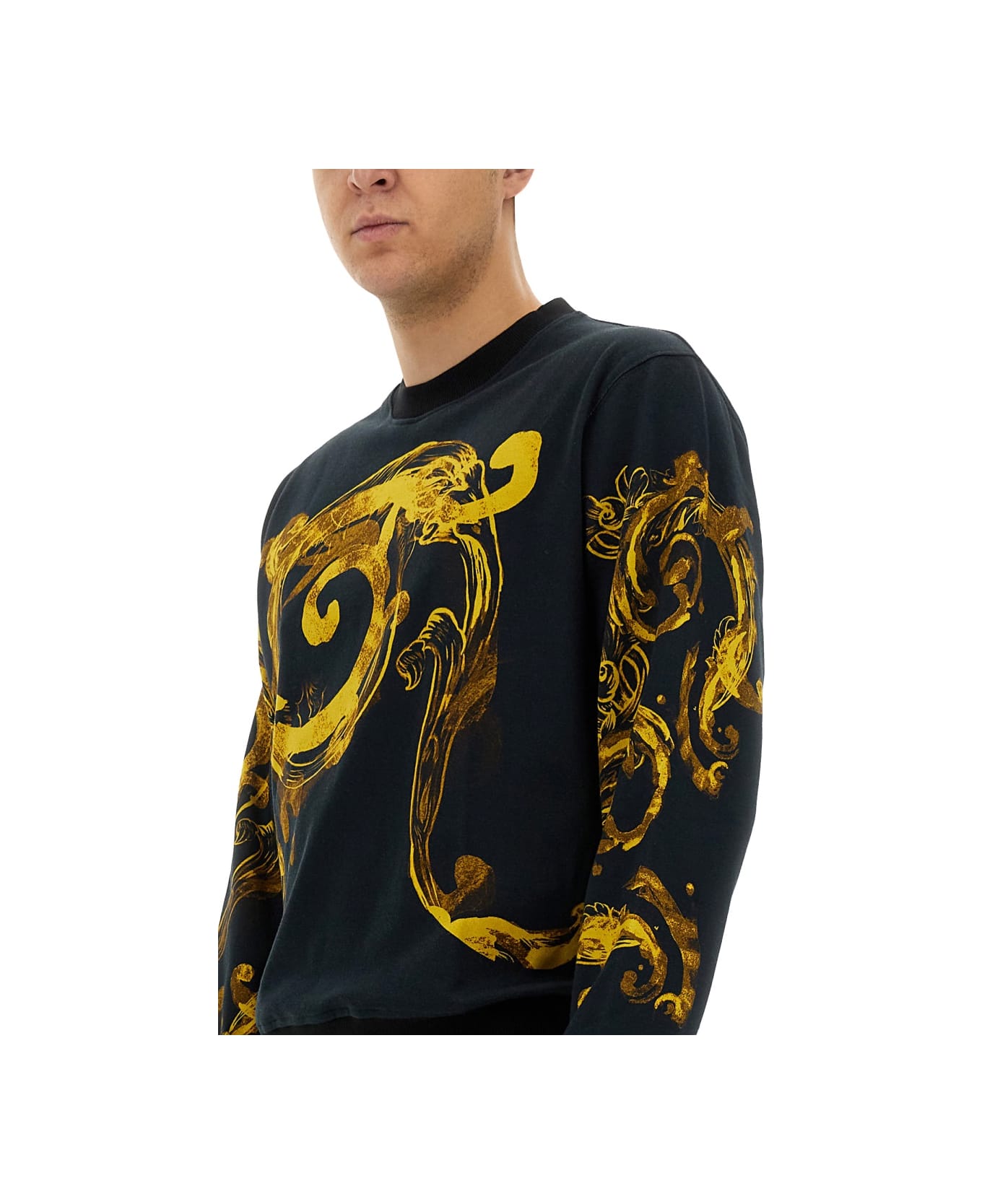 Versace Jeans Couture Sweatshirt With Logo Print - BLACK