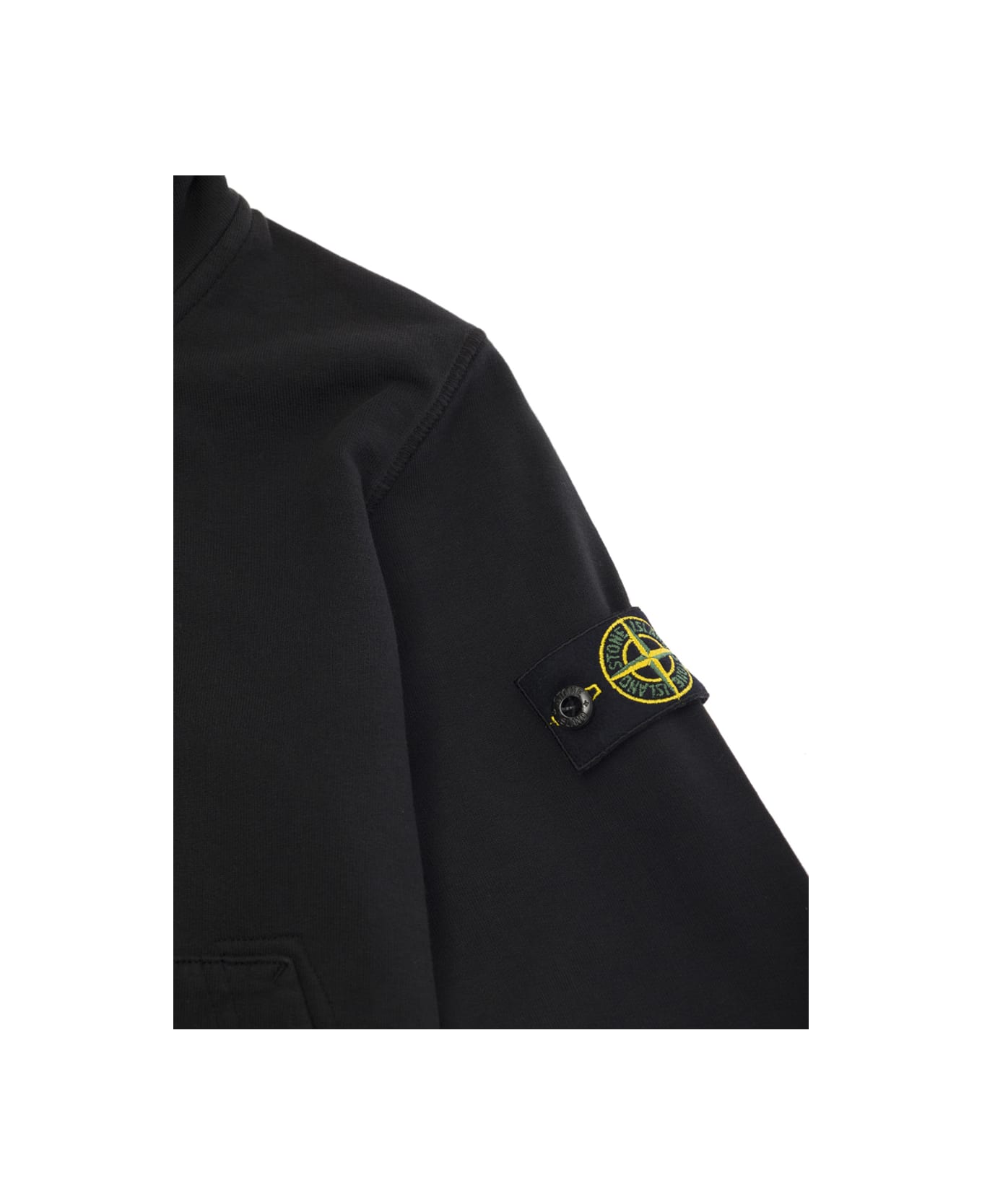 Stone Island Junior Black Sweatshirt With Logo Patch In Cotton Boy - Black ニットウェア＆スウェットシャツ