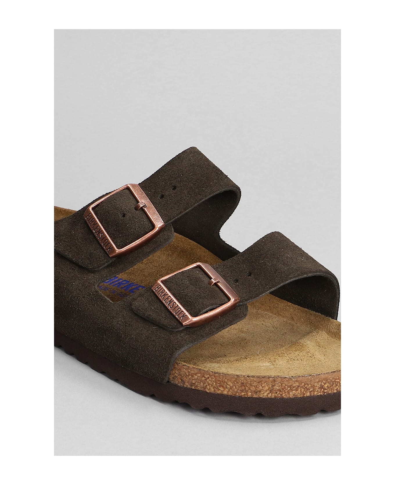 Birkenstock Arizona Sfb Flats In Brown Suede - brown