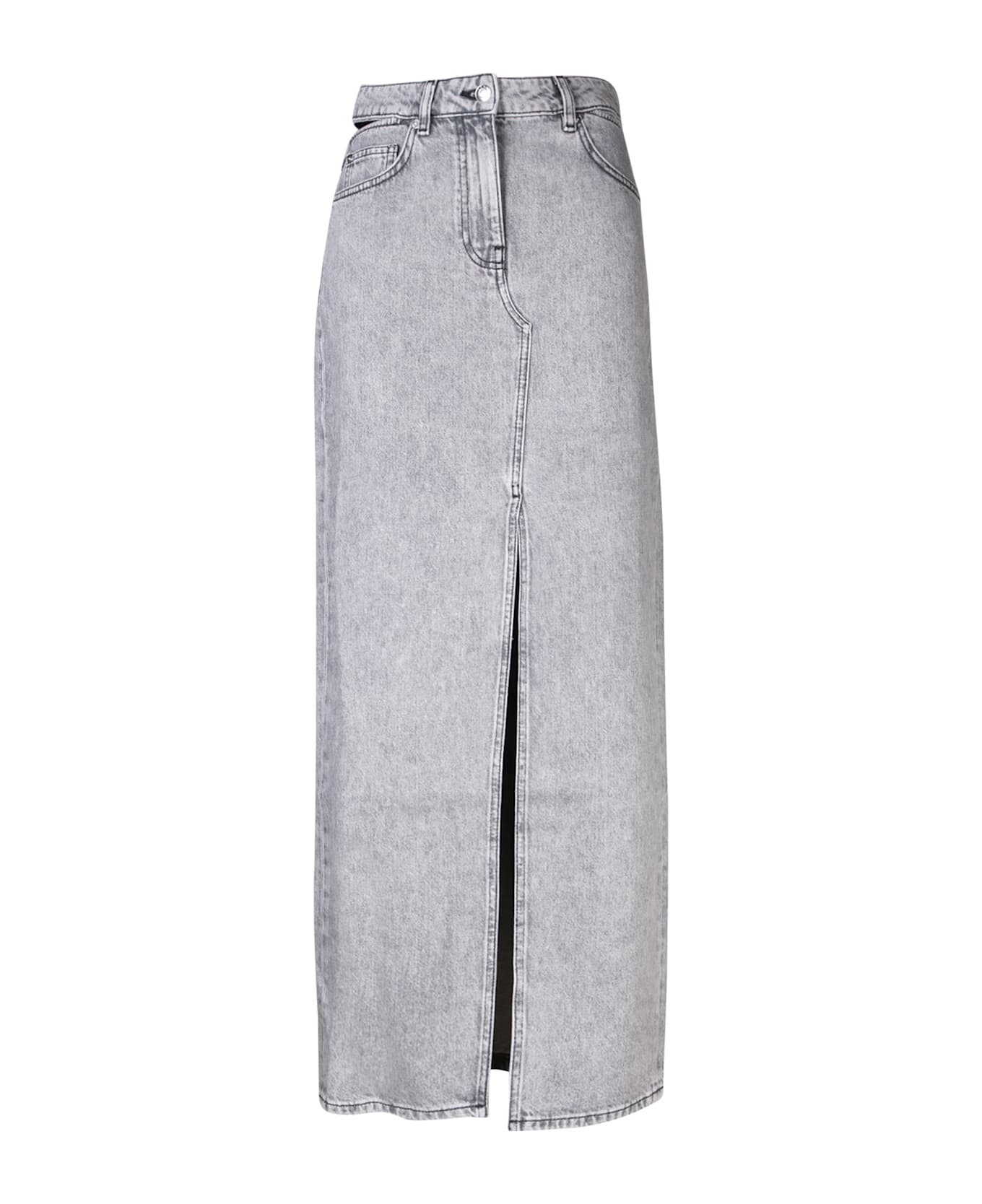 IRO Split Front Denim Skirt - Grey
