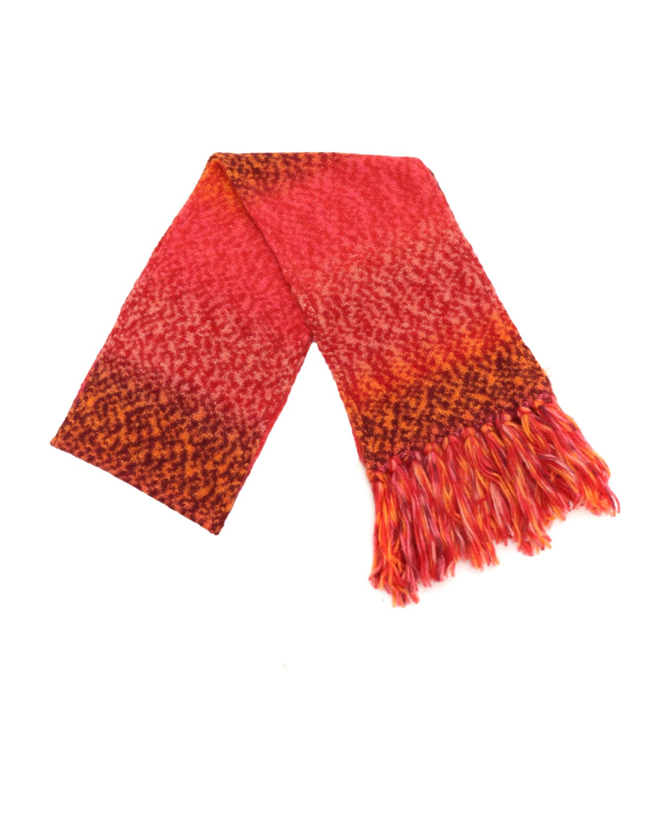 Kangra Printed Effect Fringed Scarf - RED