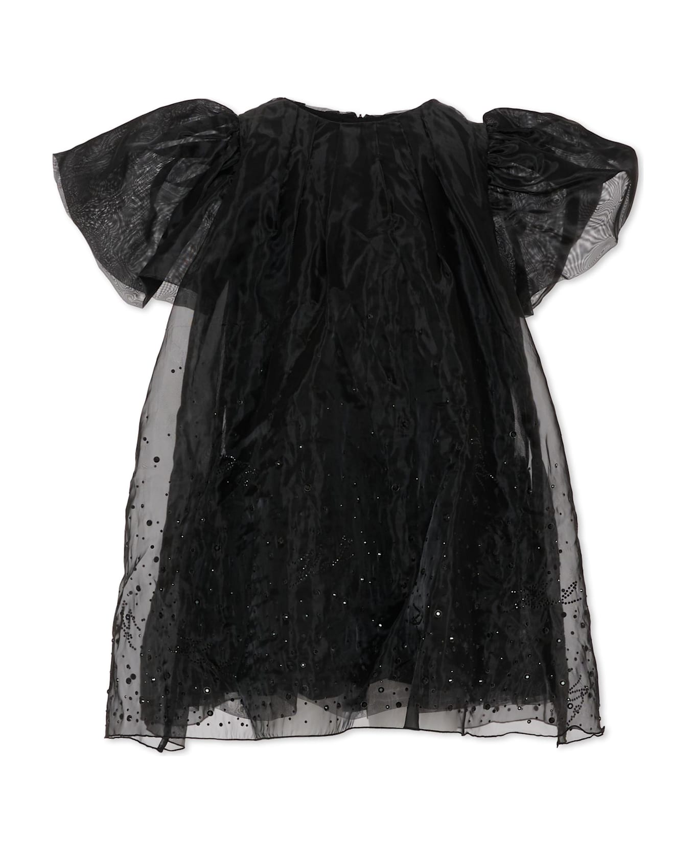Karl Lagerfeld Kids Black Dress For Girl With Rhinestones - Black