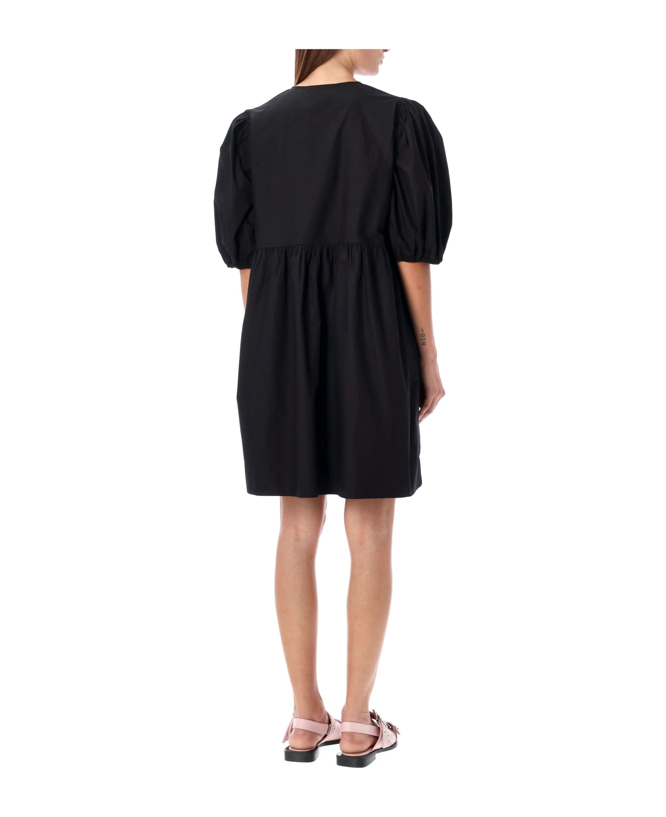 Ganni Tie String Mini Dress - BLACK