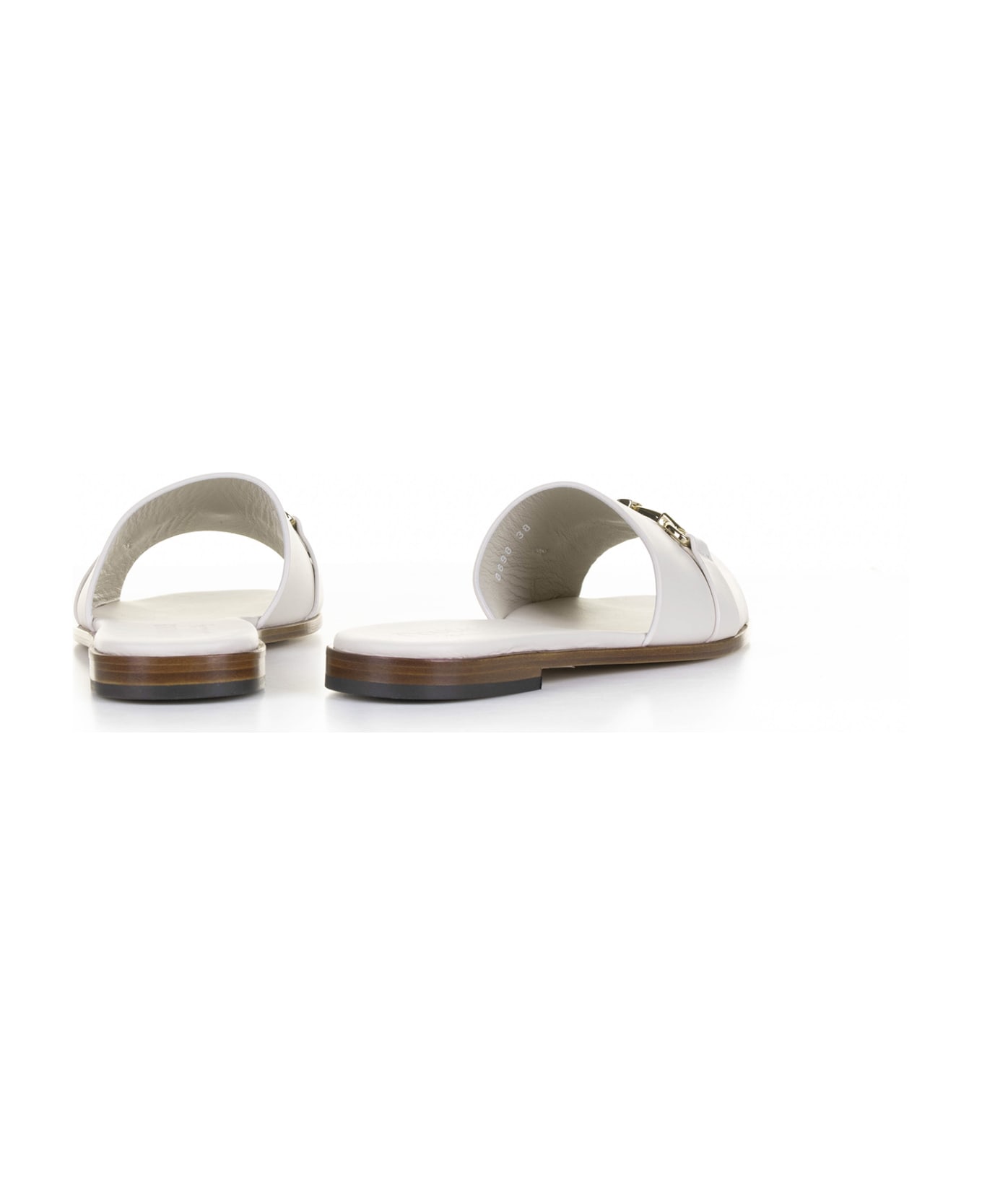 Doucal's White Leather Slipper With Horsebit - GESSO サンダル