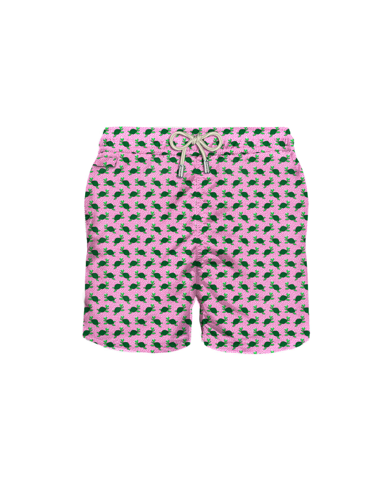 MC2 Saint Barth Man Light Fabric Swim Shorts With Turtle Print - PINK