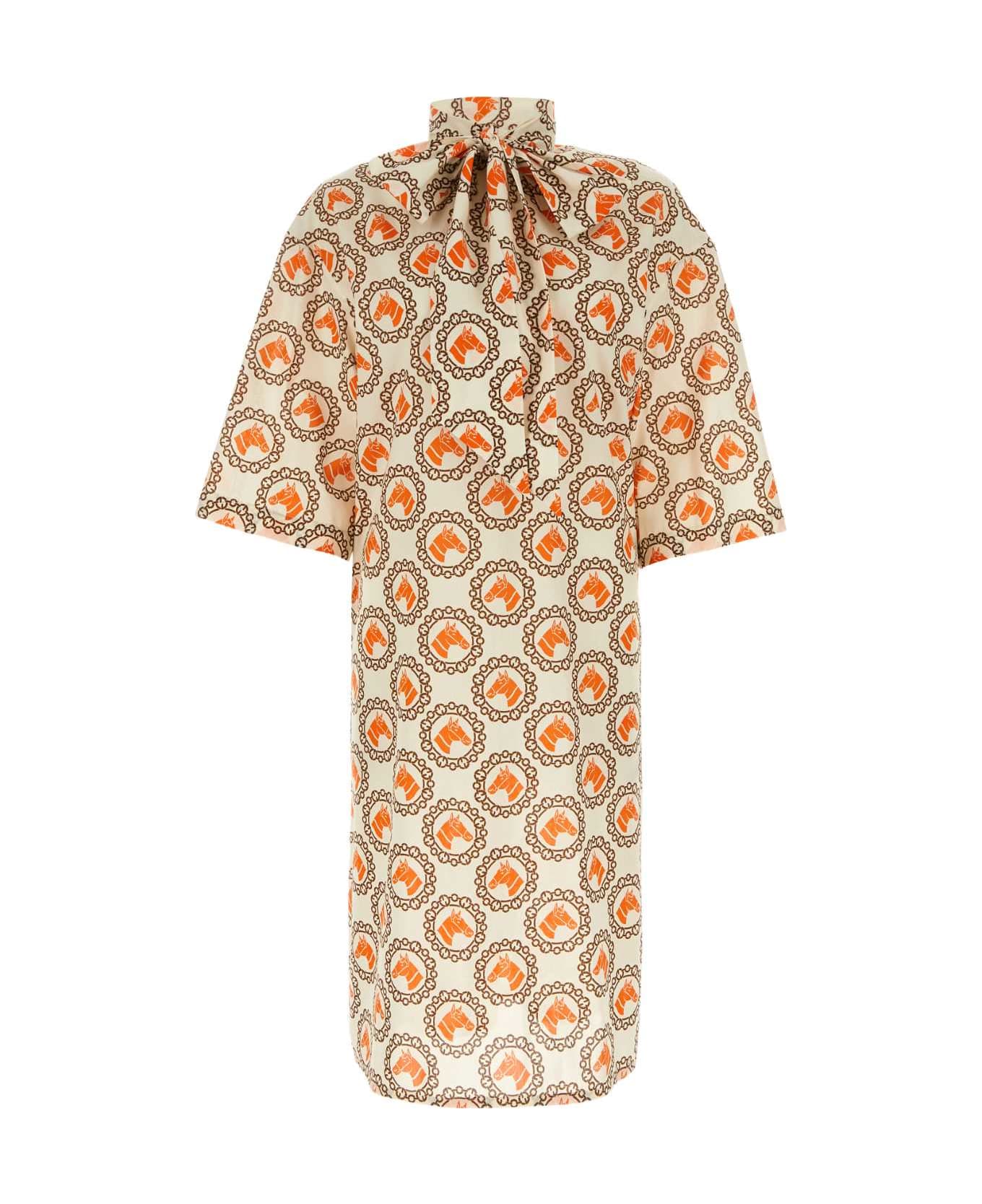 Gucci Printed Cotton Dress - IVORYORANGEMC