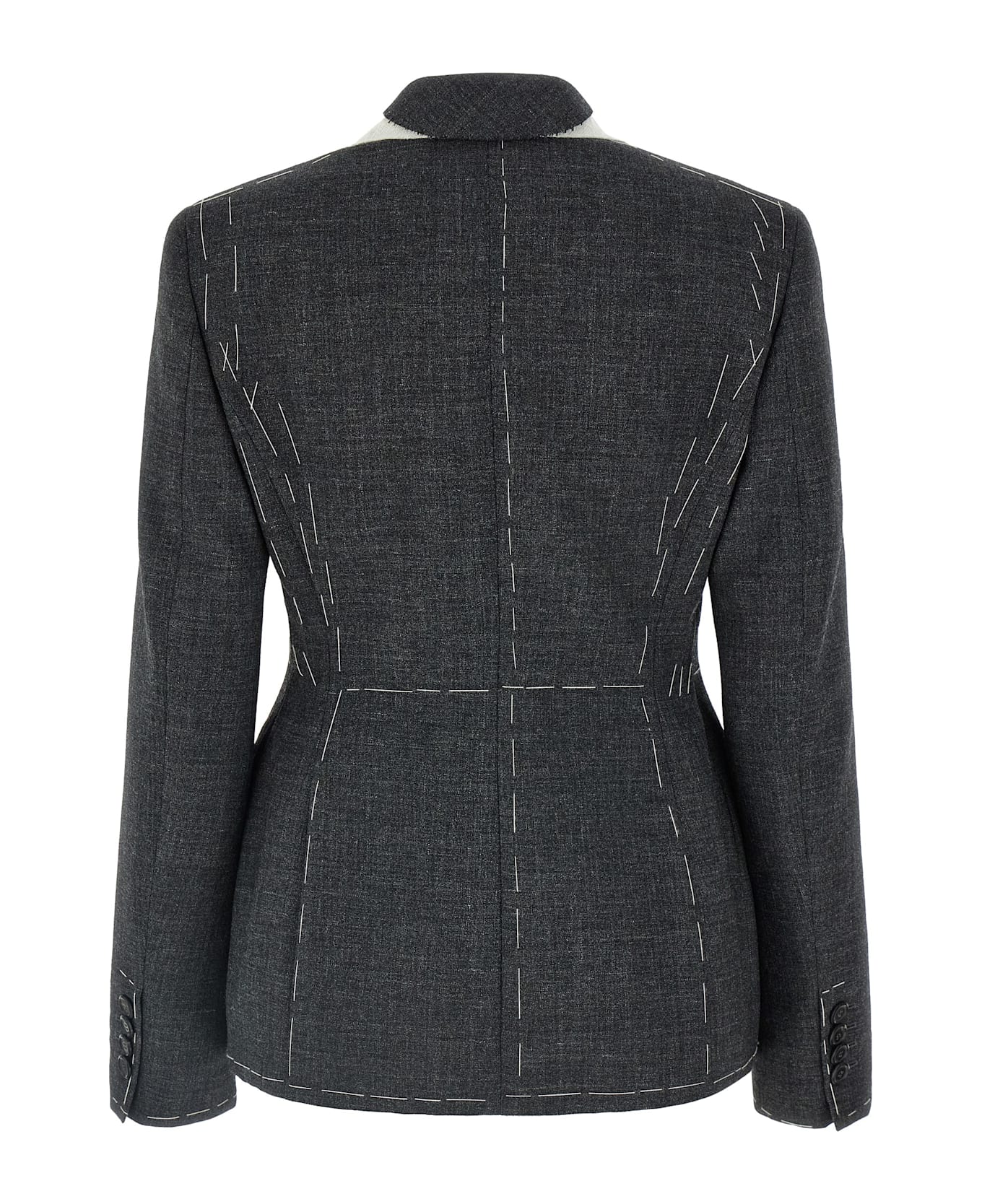 Moschino Embroidered Canvas Blazer - Gray