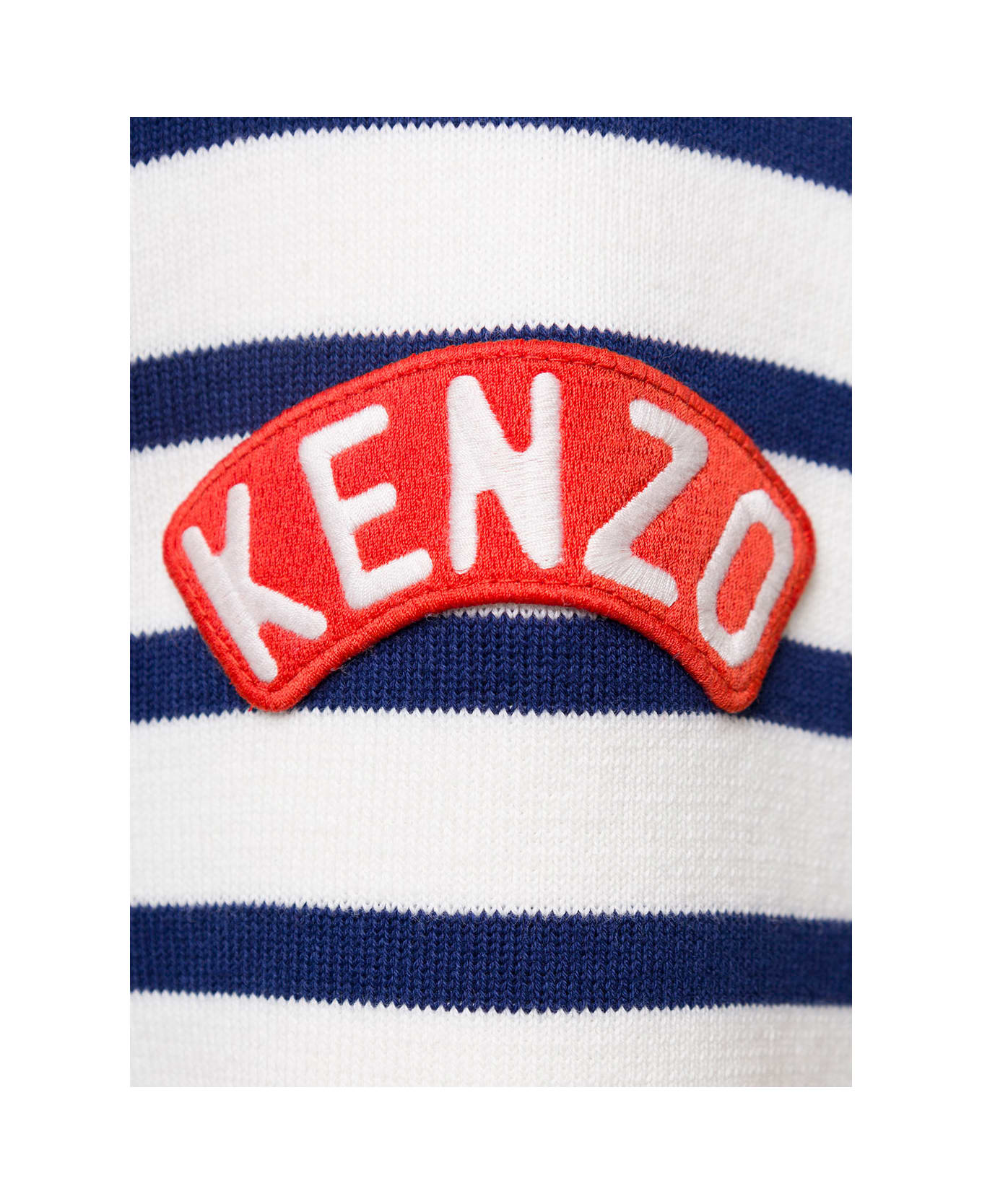 Kenzo Black And Blue Nautical Striped Cardigan In Cotton Man - Blu