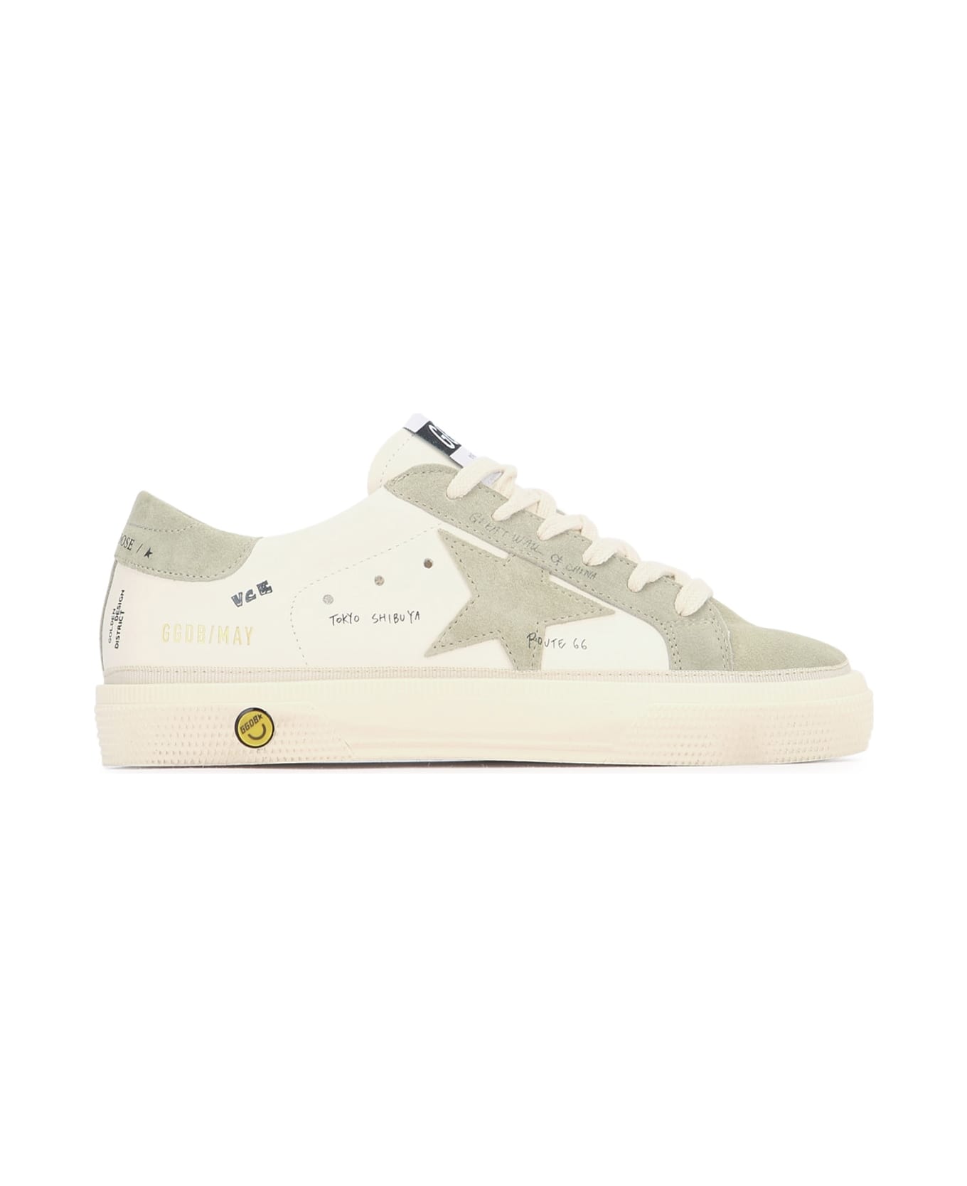 Golden Goose May Leather Upper Suede T - WHITENUTGREEN