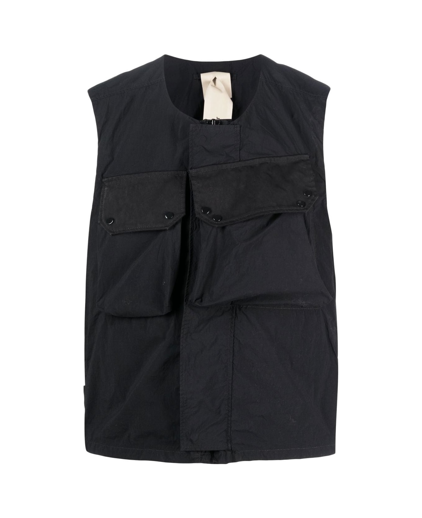 Ten C Flap-pocket Gilet Vest In Black Technical Fabric Man - Black