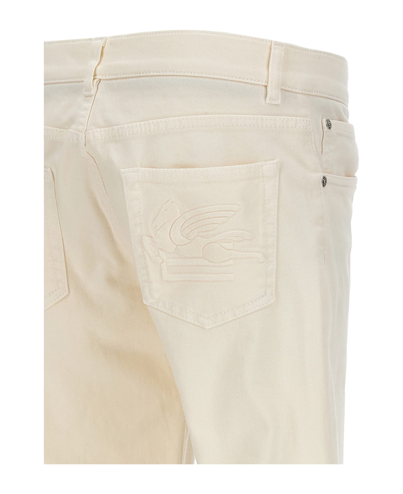 Etro Tone-on-tone Logo Jeans - White デニム