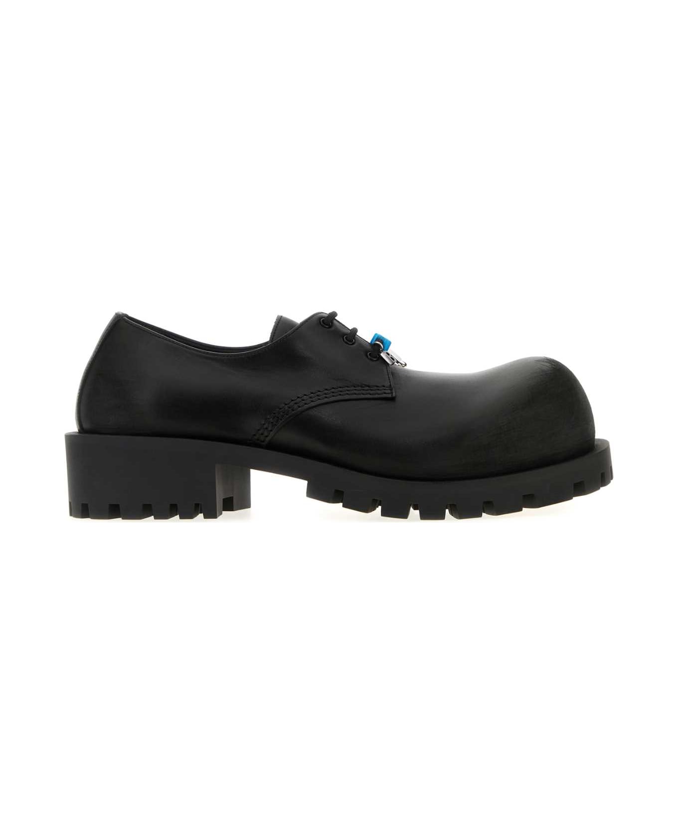 Balenciaga Black Leather Hummer Lace-up Shoes - Black
