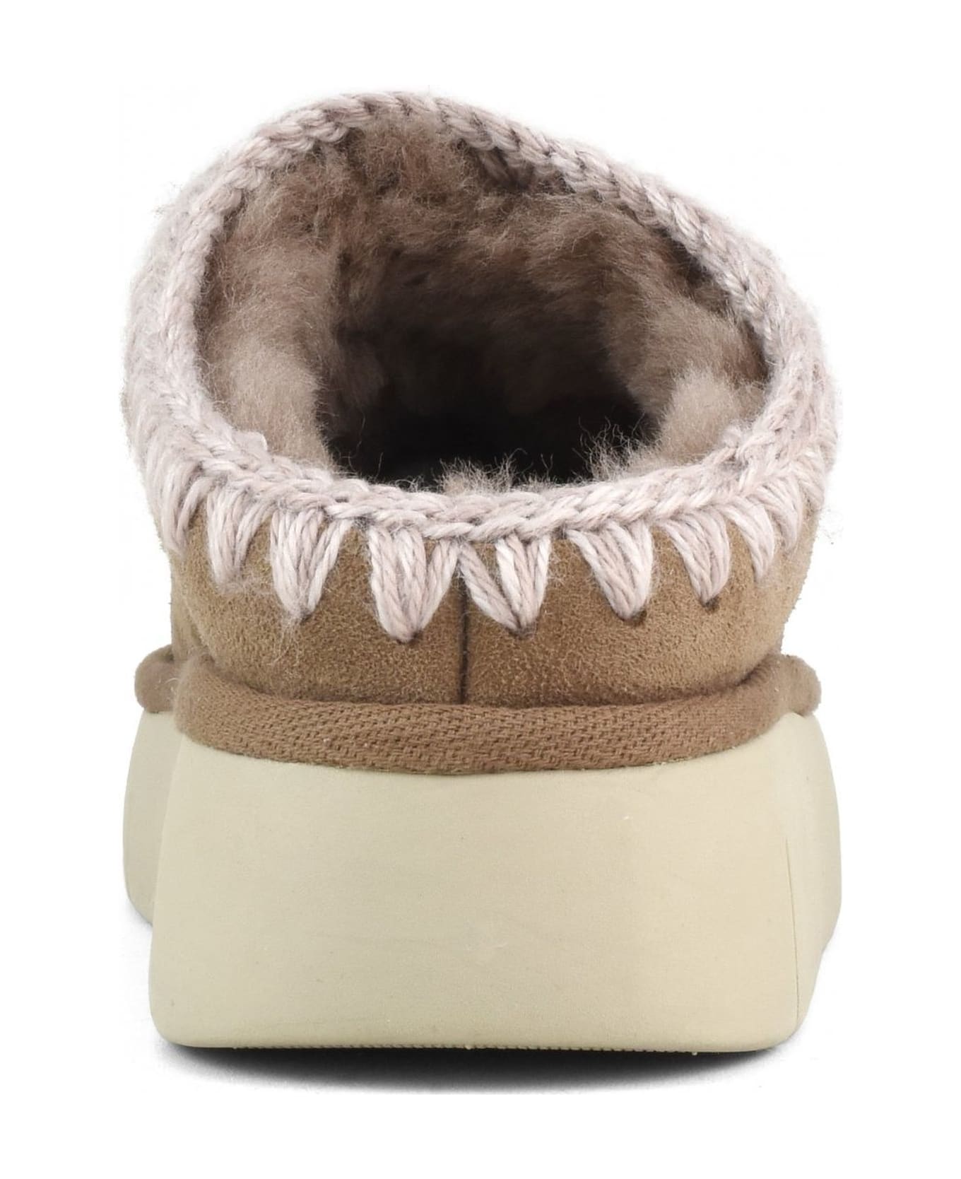 Mou Pink Brown Double-face Sheepskin Bounce Clog - Brown