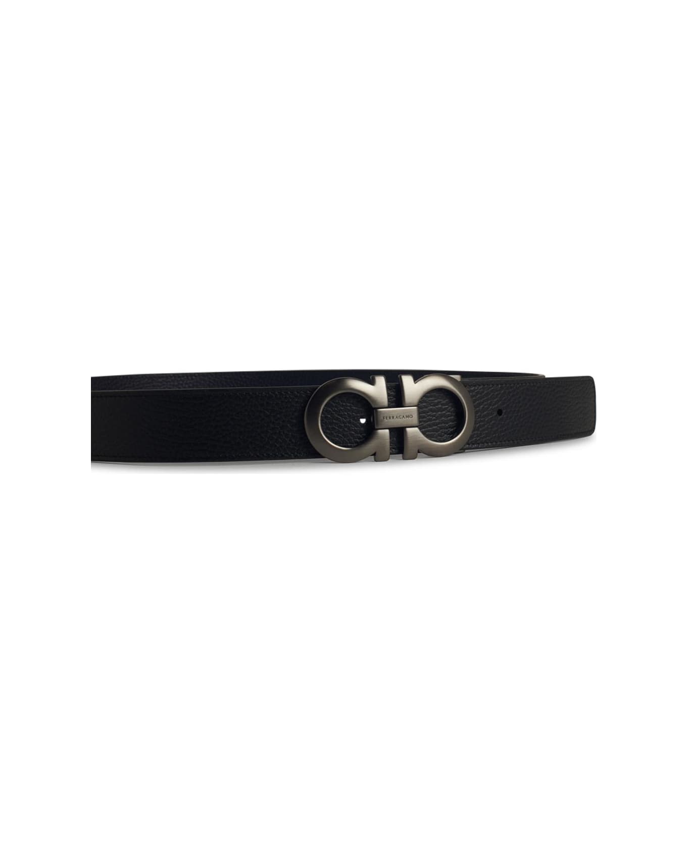 Ferragamo Reversible Black Leather Belt - Black