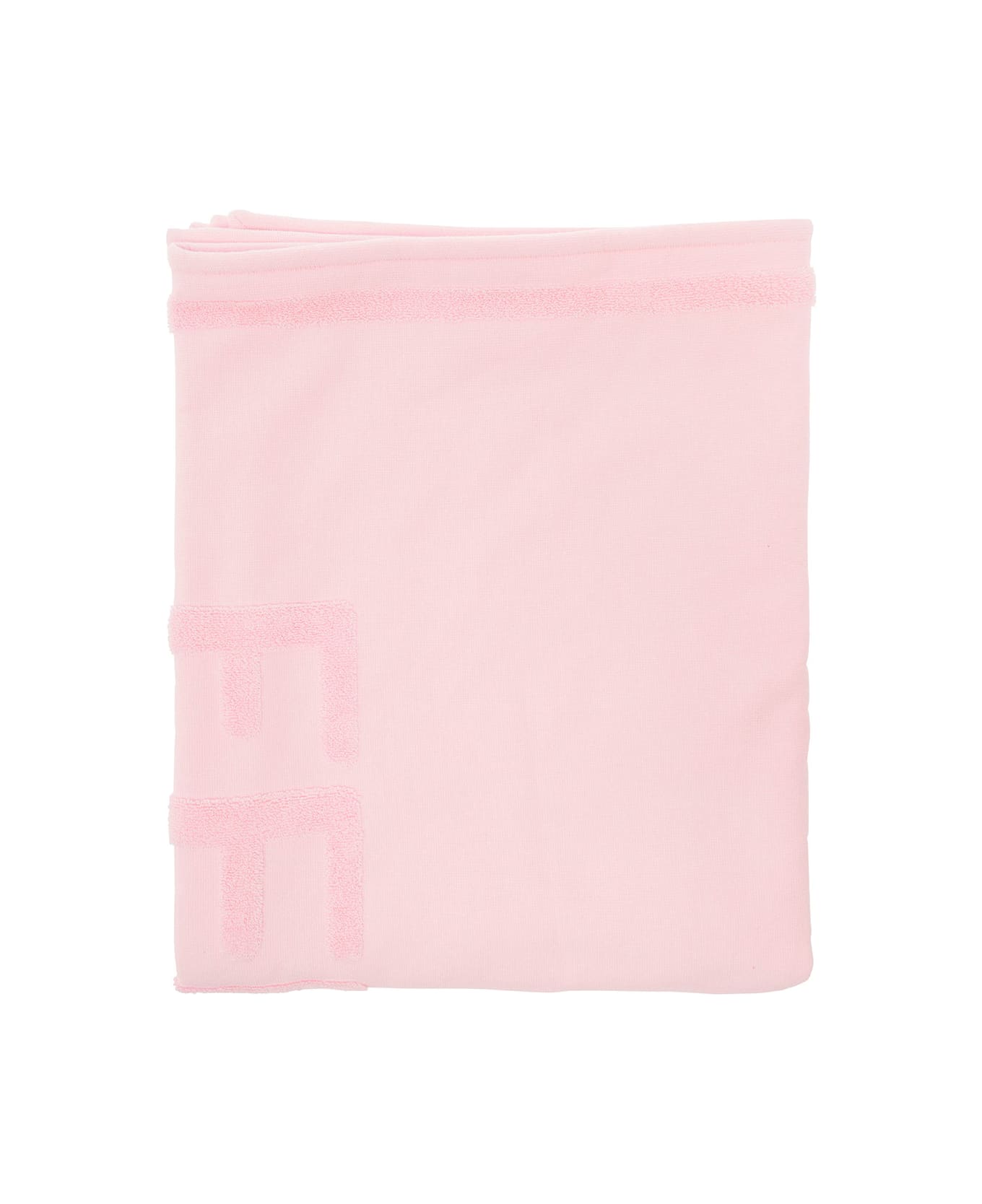 Fendi Pink Beach Towel With Logo Lettering Detail In Cotton Terry