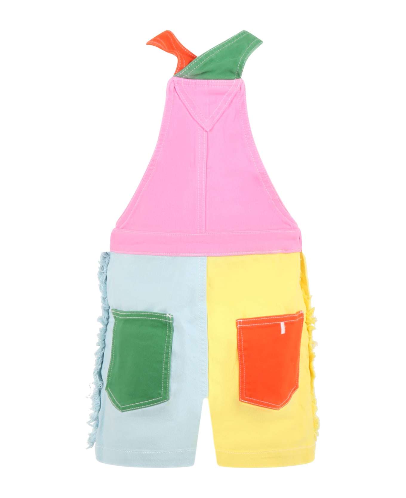 Stella McCartney Kids Multicolor Dungarees For Girl With Parrots - Multicolor コート＆ジャケット