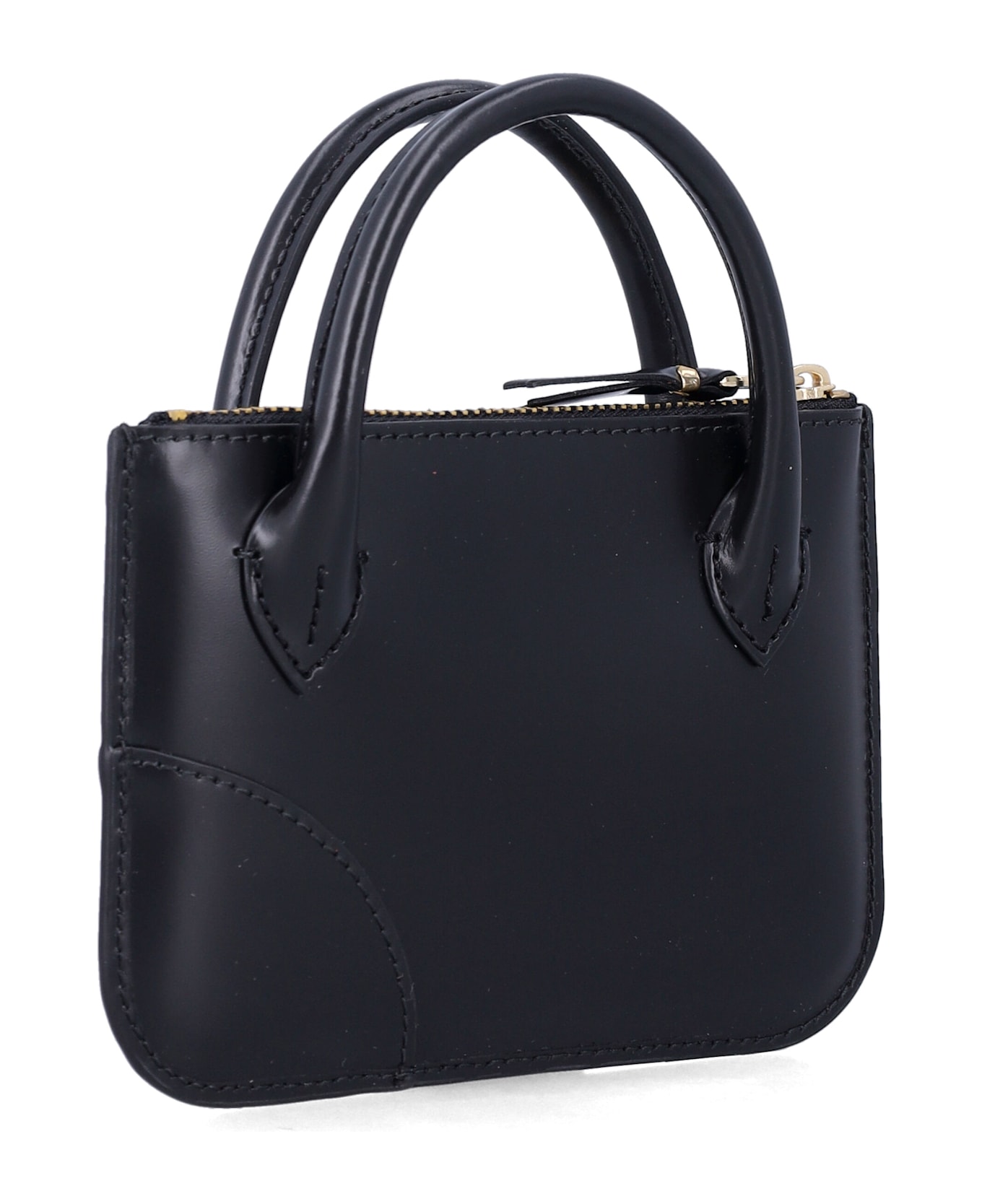 Comme des Garçons Leather Mini Wallet Bag With Handles - Black