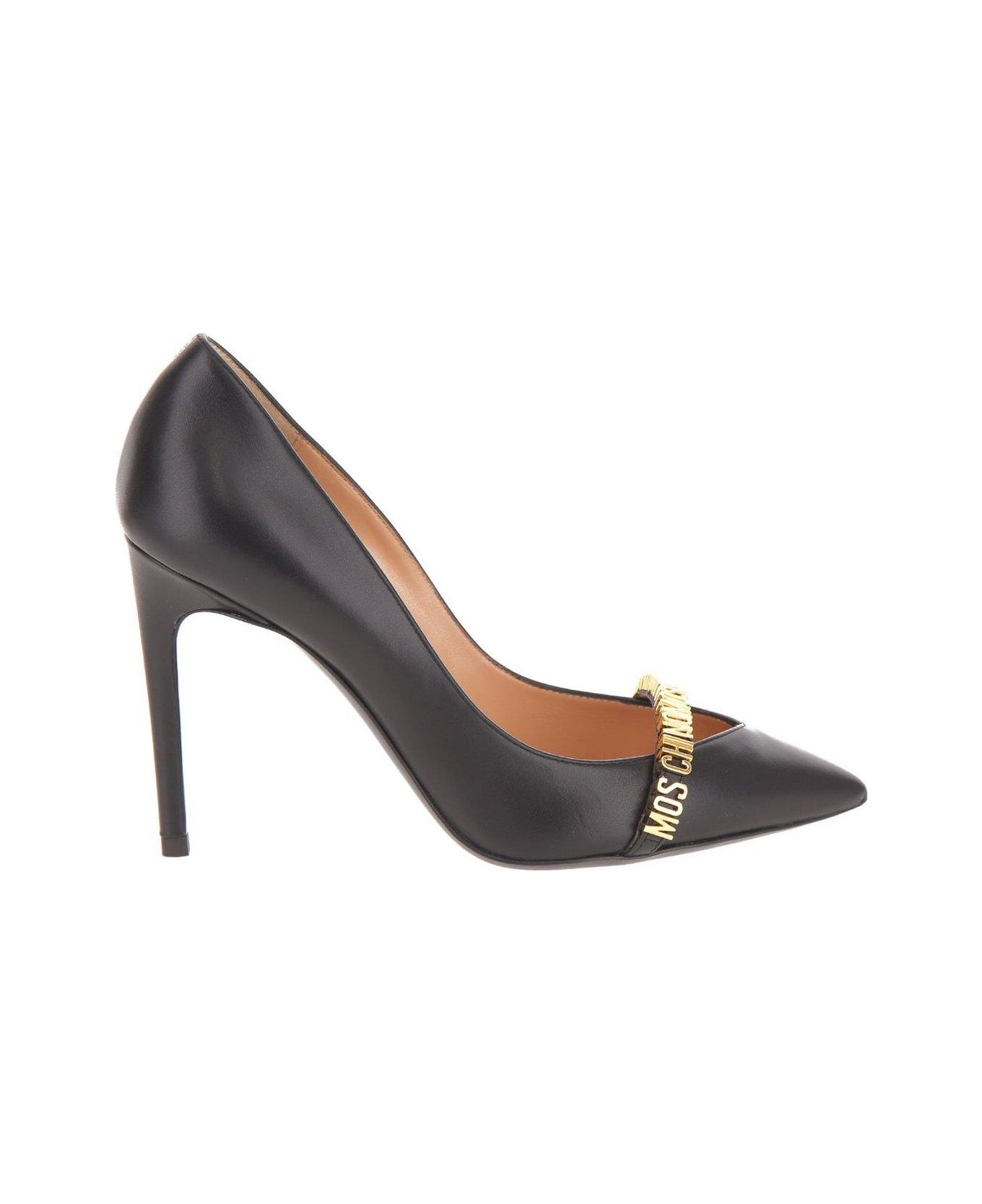 Moschino Logo-lettering Pointed-toe Pumps - Black