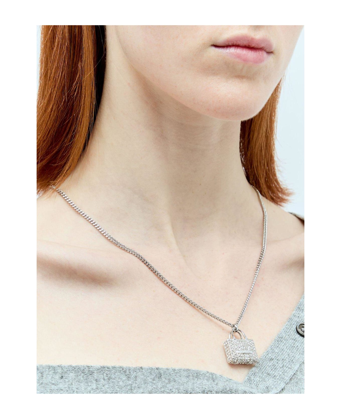 Marc Jacobs The Pavé Embellished Tote Bag Necklace - Silver/crystal