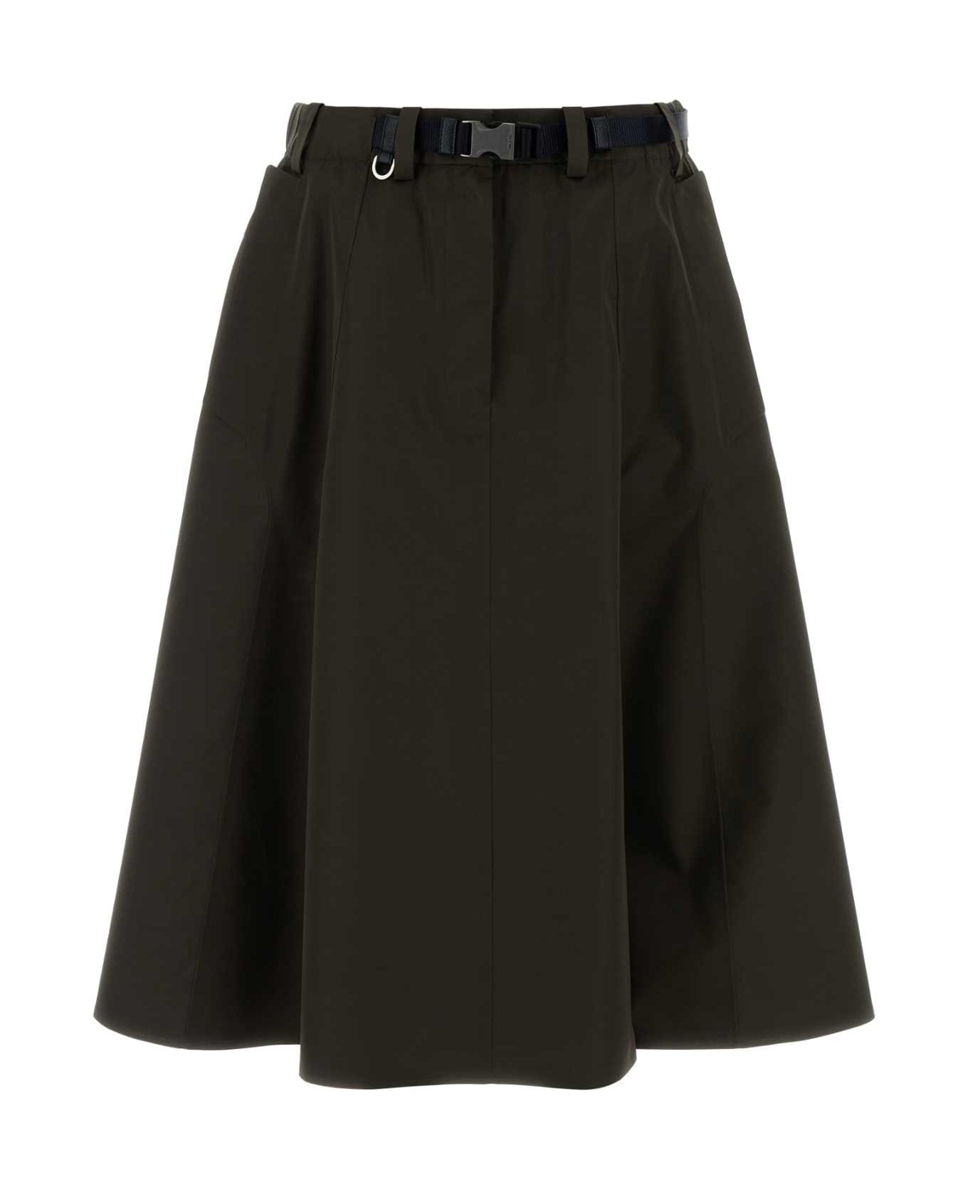 Prada Army Green Tech Fabric Skirt - MIMETICO