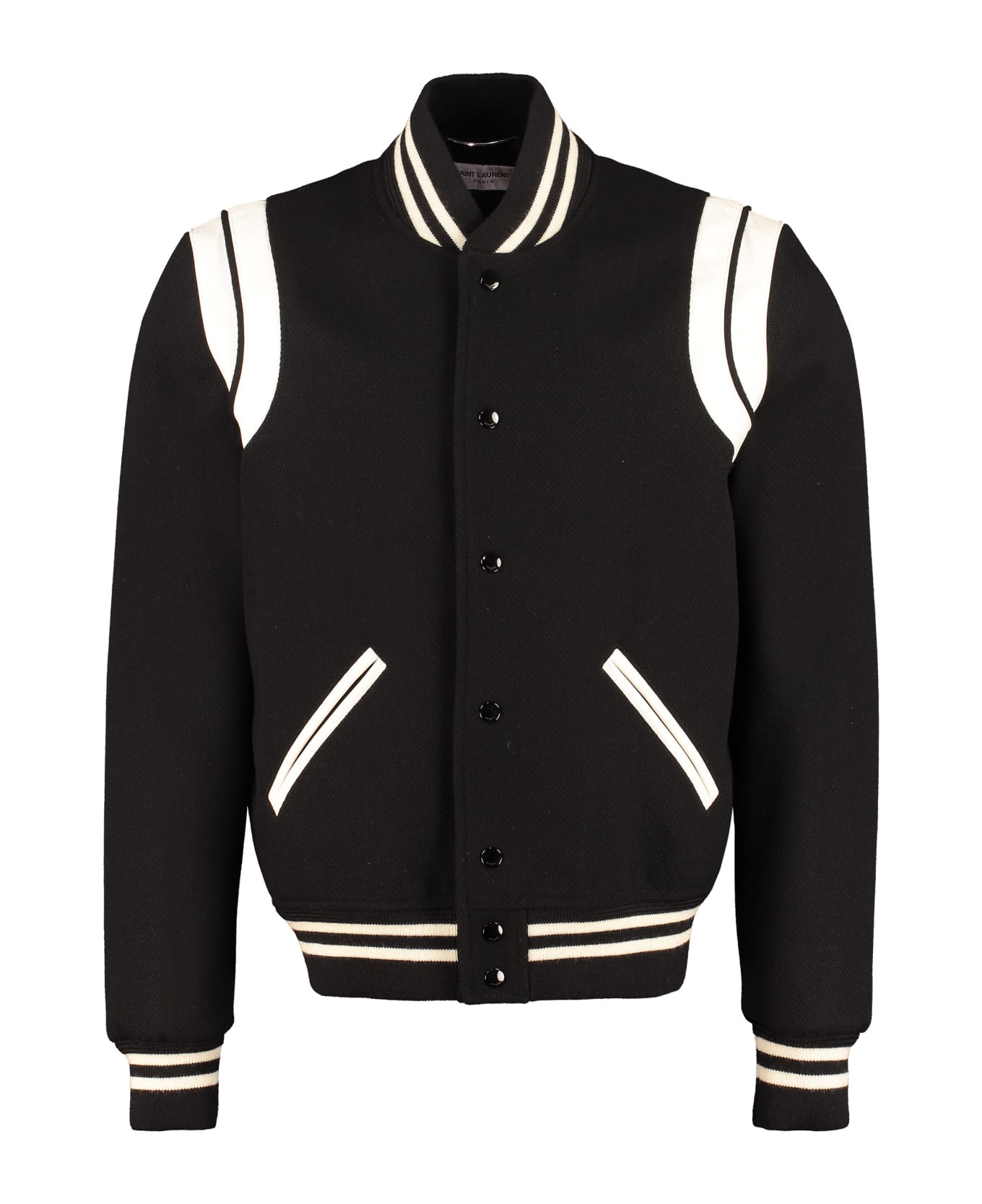 Saint Laurent Teddy Wool Bomber Jacket - black