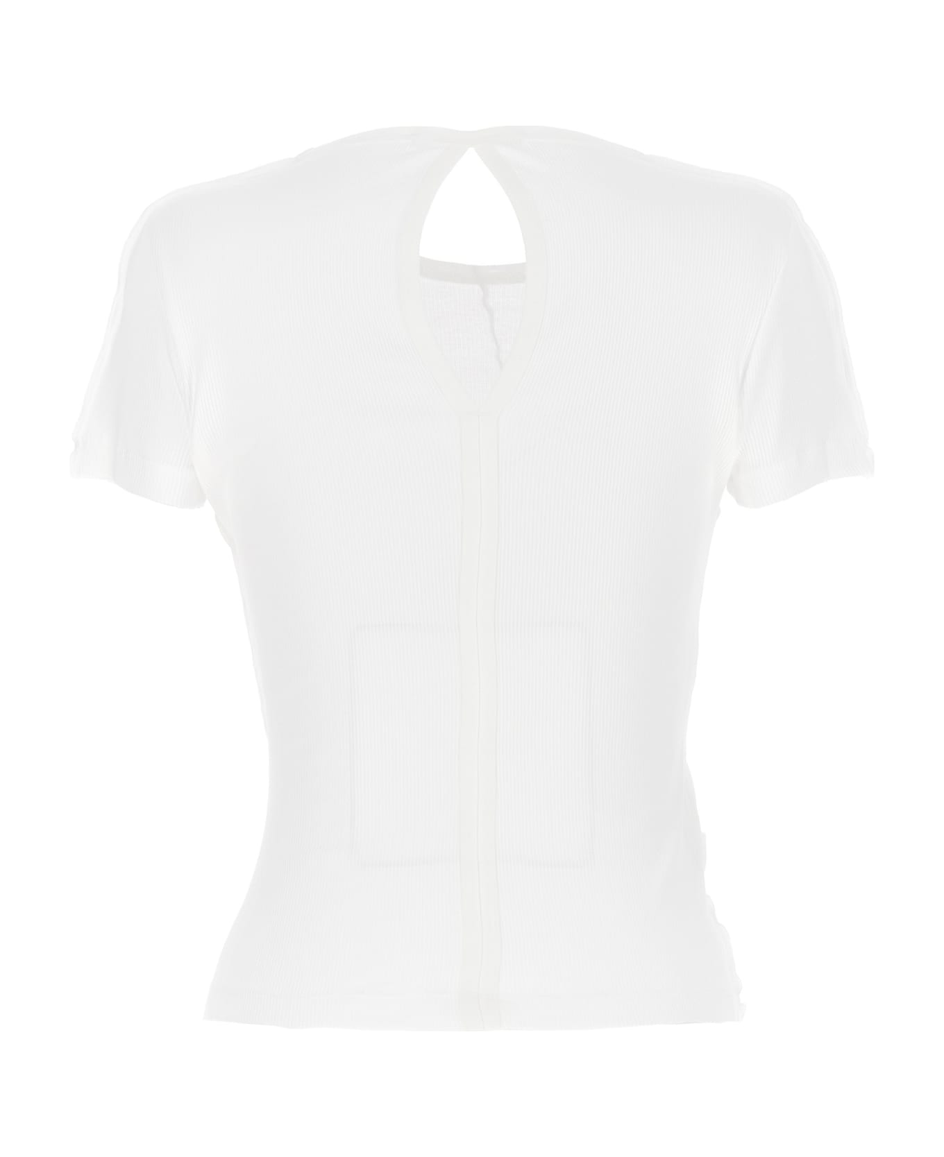 Helmut Lang Cut-out Ribbed T-shirt - White Tシャツ