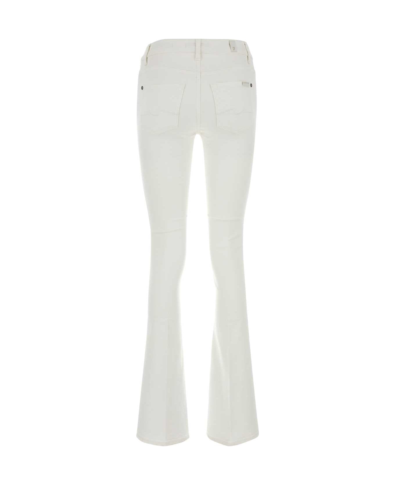 7 For All Mankind White Stretch Denim Bootcut Jeans - WHITE