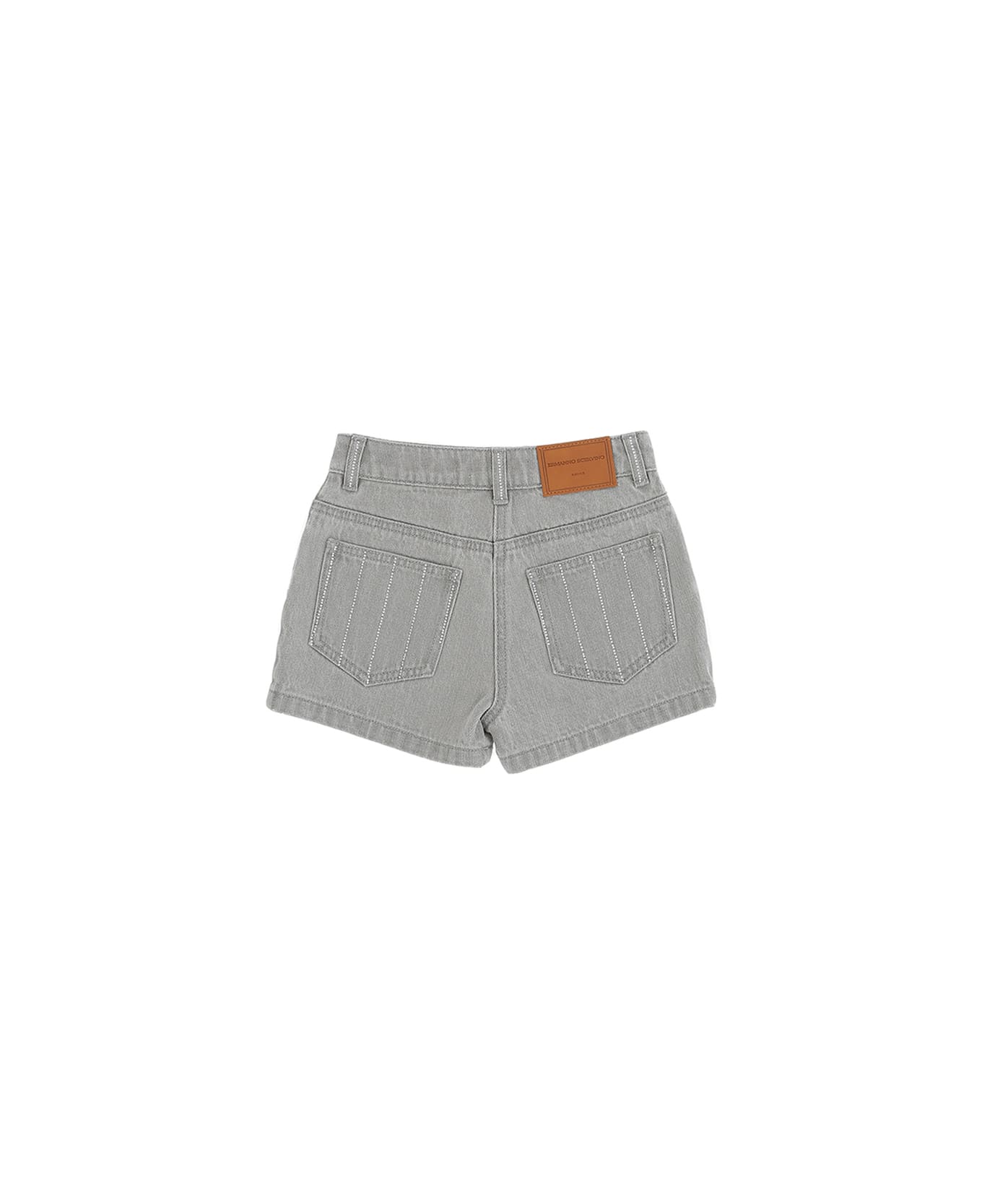 Ermanno Scervino Junior Grey Shorts With Rhinestone Pinstripe Effect - Grey ボトムス