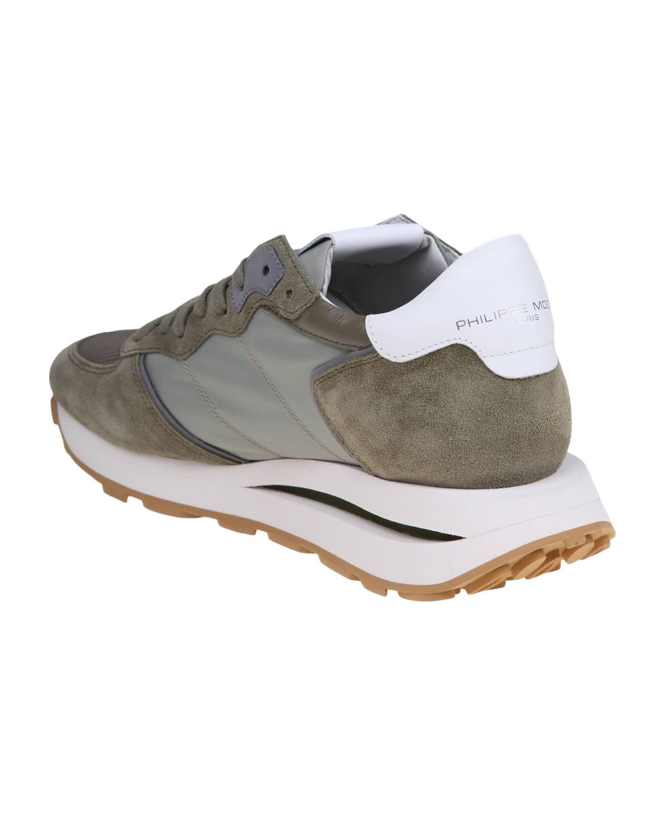 Philippe Model Tropez Haute Low Suede And Nylon Sneakers Color Green - Verde