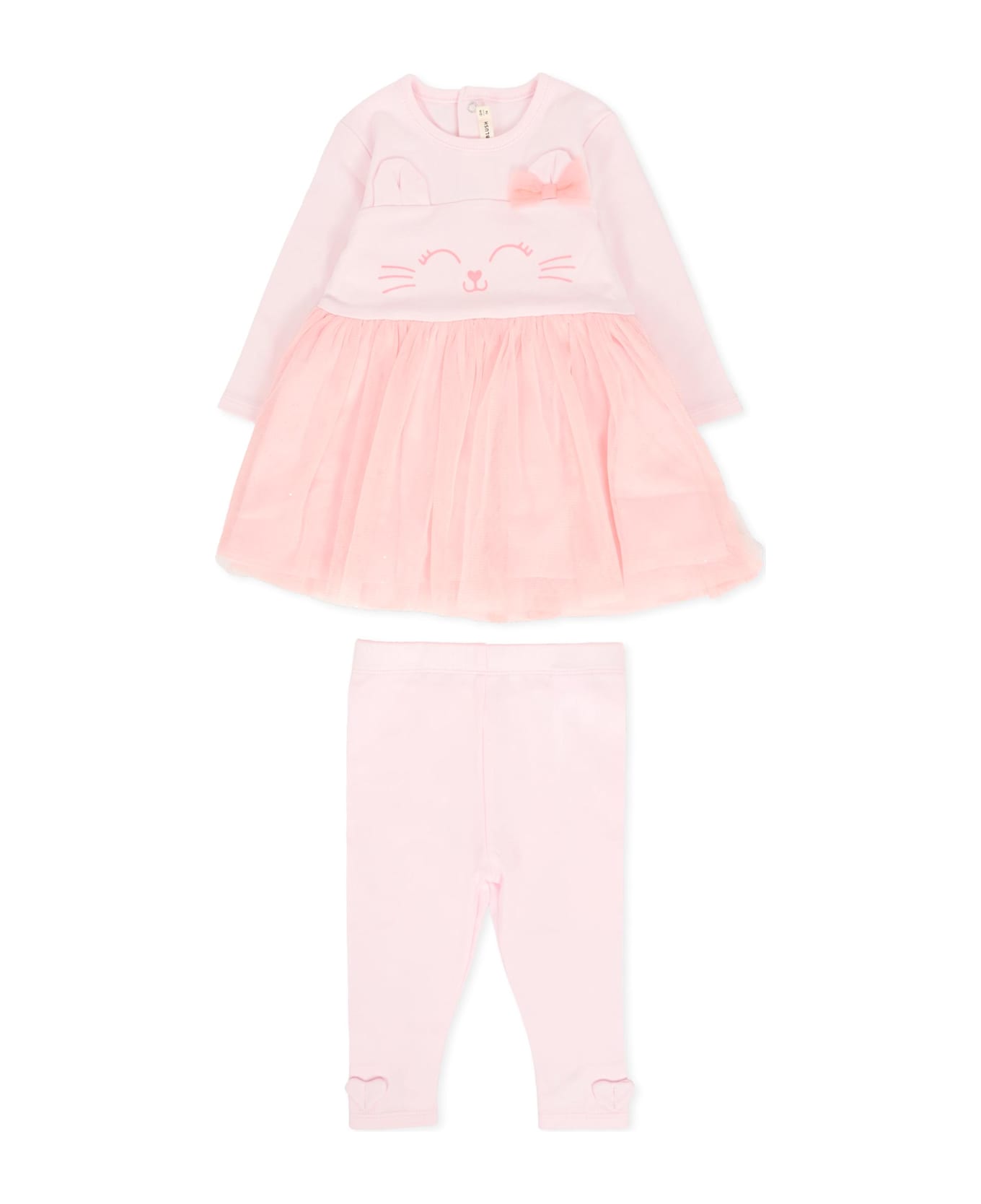 Billieblush Pink Suit For Baby Gilr With Cat - Pink
