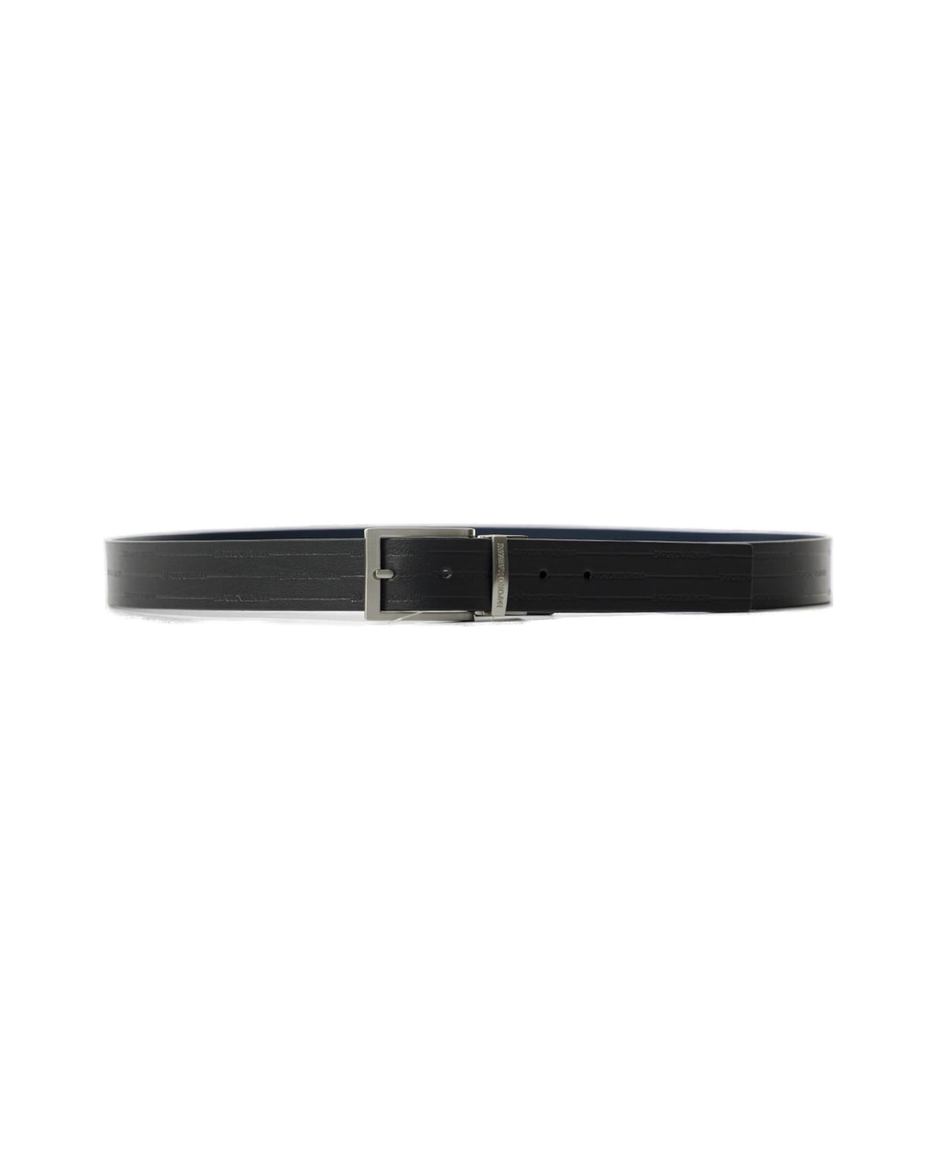 Emporio Armani Logo Engraved Buckled Belt - Black