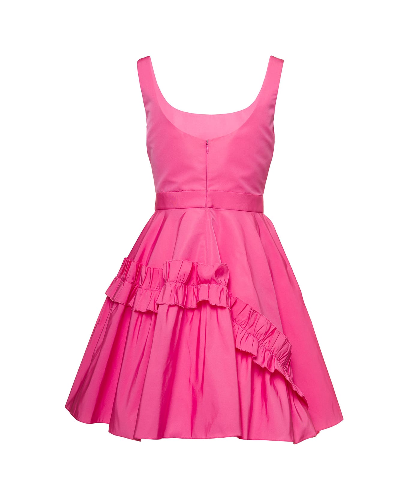 Alexander McQueen Pink Mini Dress With Oversize Ruche In Polyfaille Woman Alexander Mcqueen - Pink