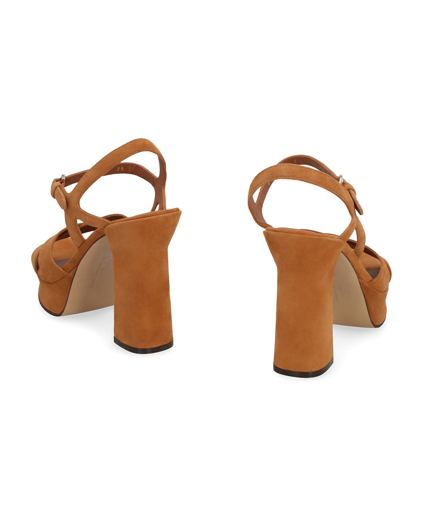 Ferragamo Leather Platform Sandals - Camel サンダル