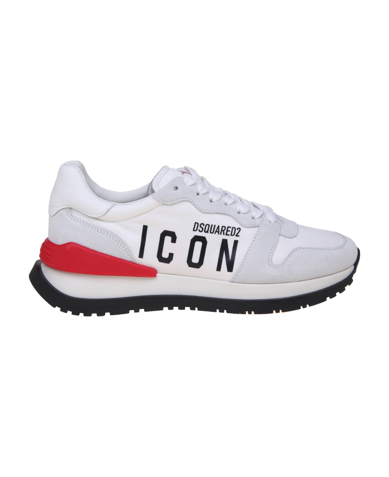 Dsquared2 Suede And Nylon Running Sneakers With Logo - White/Red
