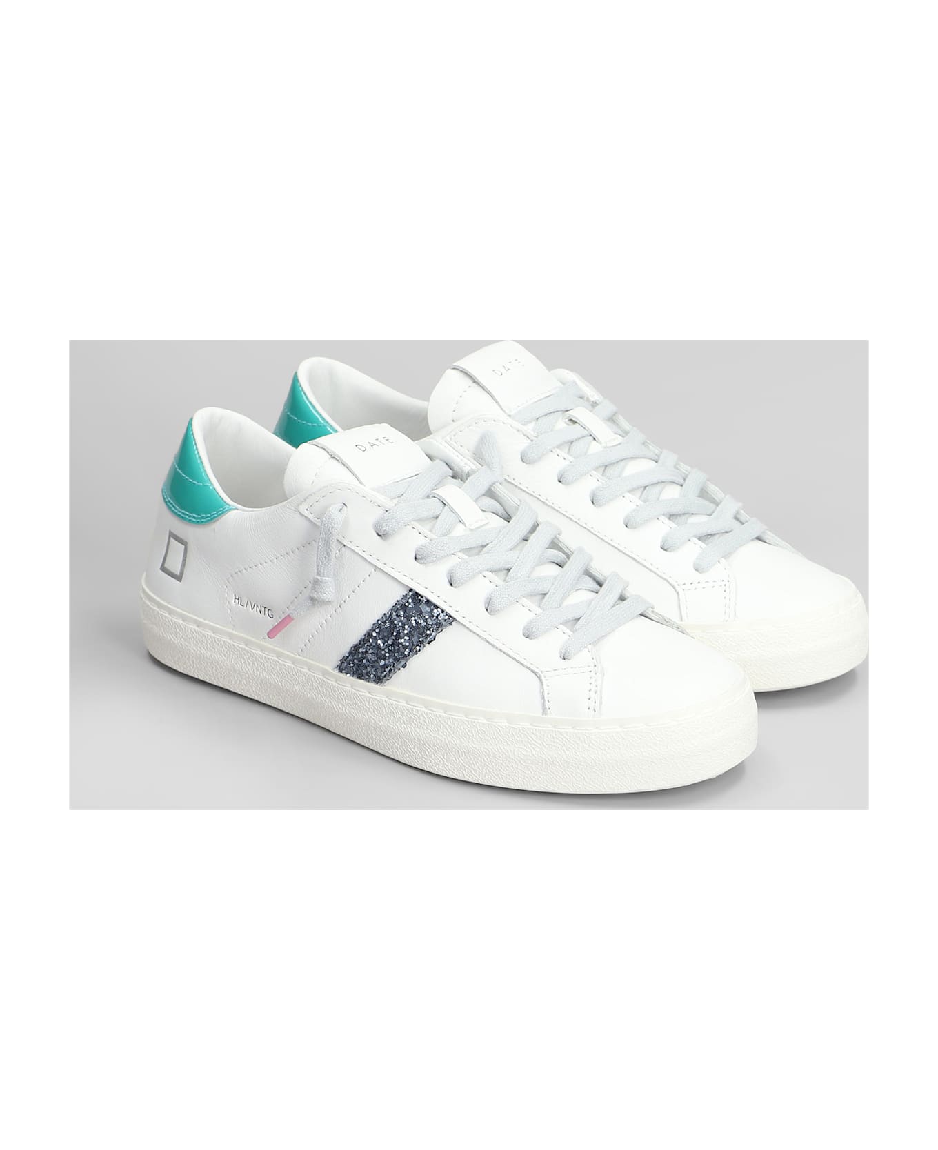 D.A.T.E. Hill Low Vintage Sneakers In White Leather - white