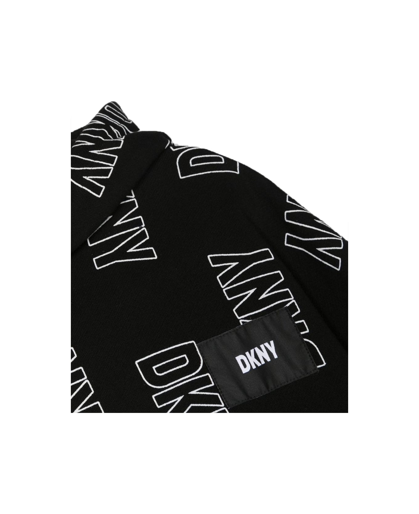 DKNY Allover Logo Hoodie - BLACK